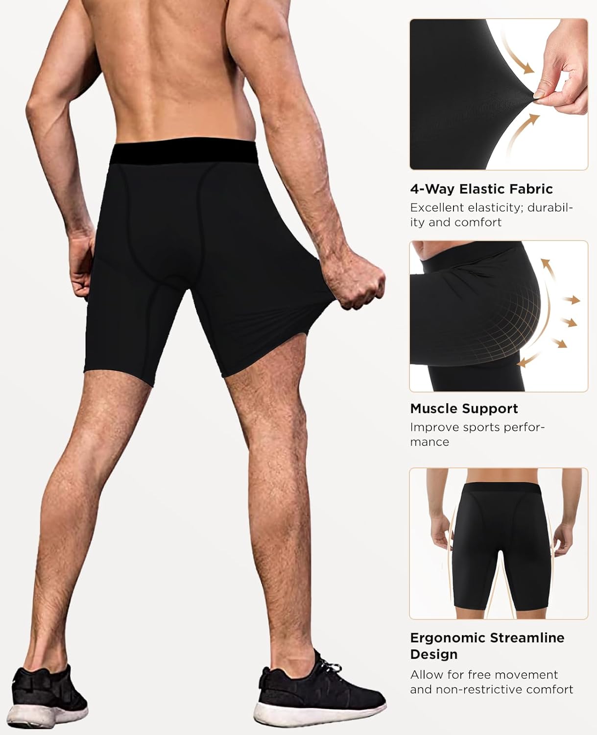 Thumbnail 2 de Niksa 1 or 3 Pack Mens Compression Shorts: Quick-Drying Base Layer for Training
