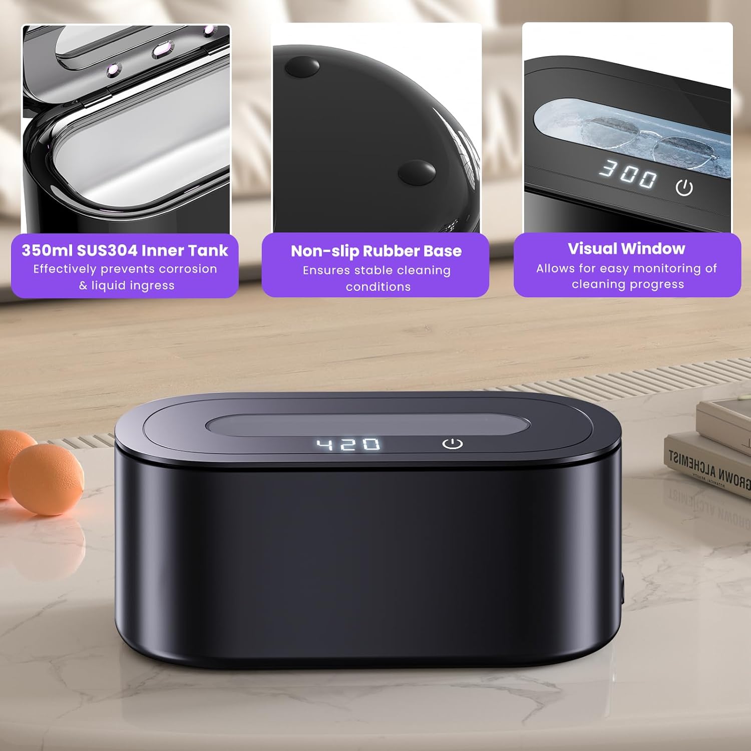 Thumbnail 6 de Ultrasonic Jewelry Cleaner (48KHz) 30W Professional Ultrasonic Cleaner with Dual Cleaning Modes and Digital Timer
