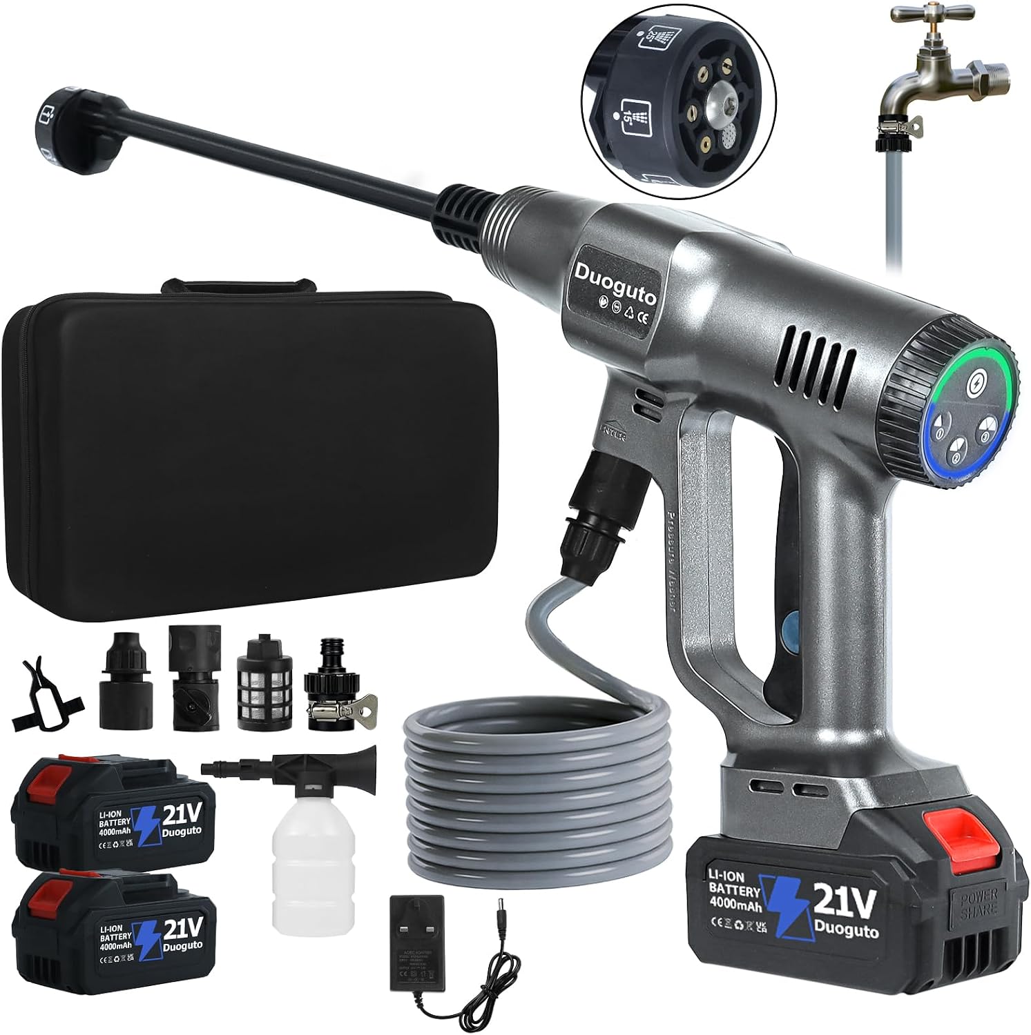 Thumbnail 6 de Duoguto 21V Cordless Pressure Washer with 1100PSI Brushless Motor and 6-in-1 Nozzle