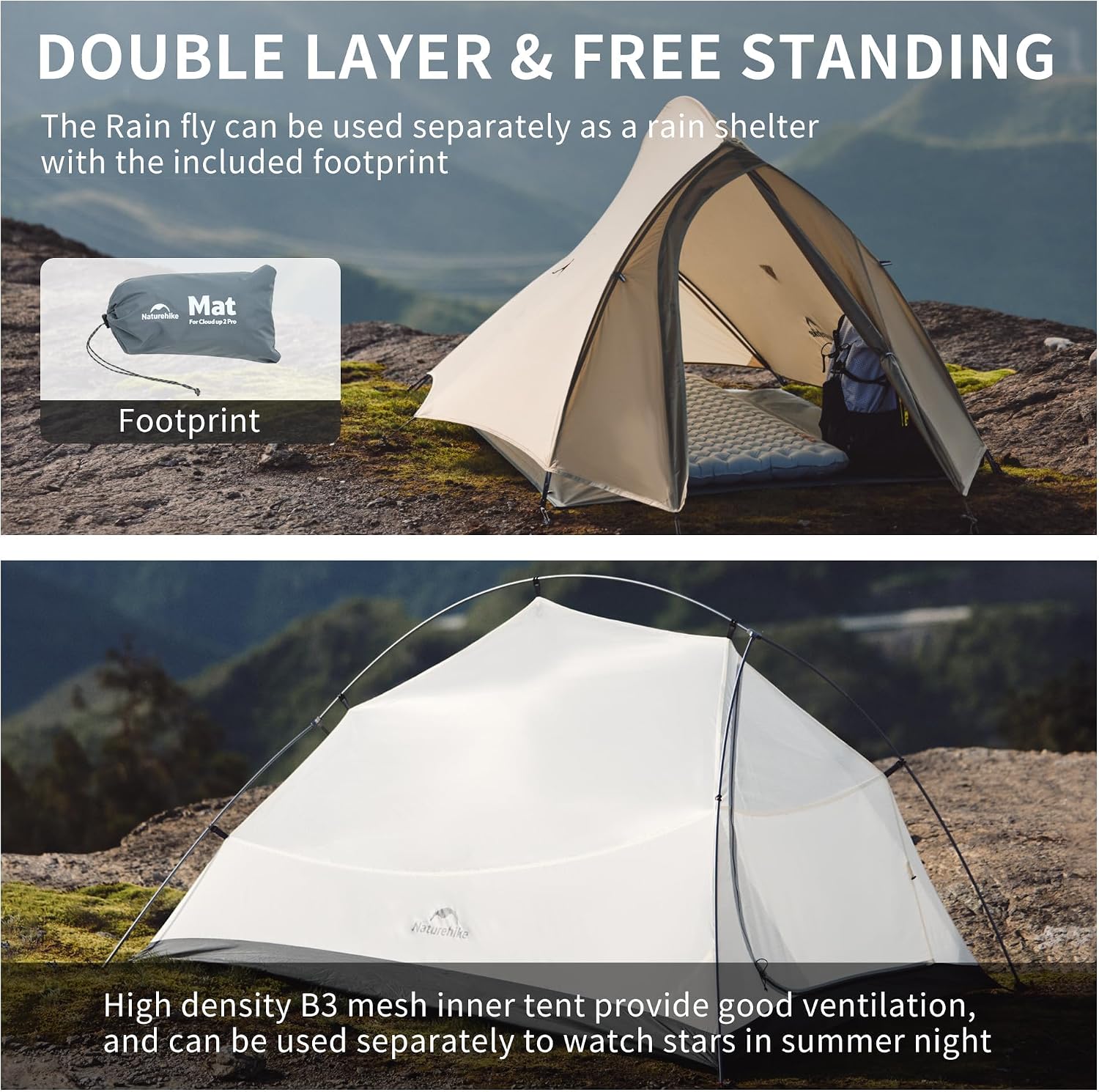 Detalle de Naturehike One-Person Tent, 20D Nylon