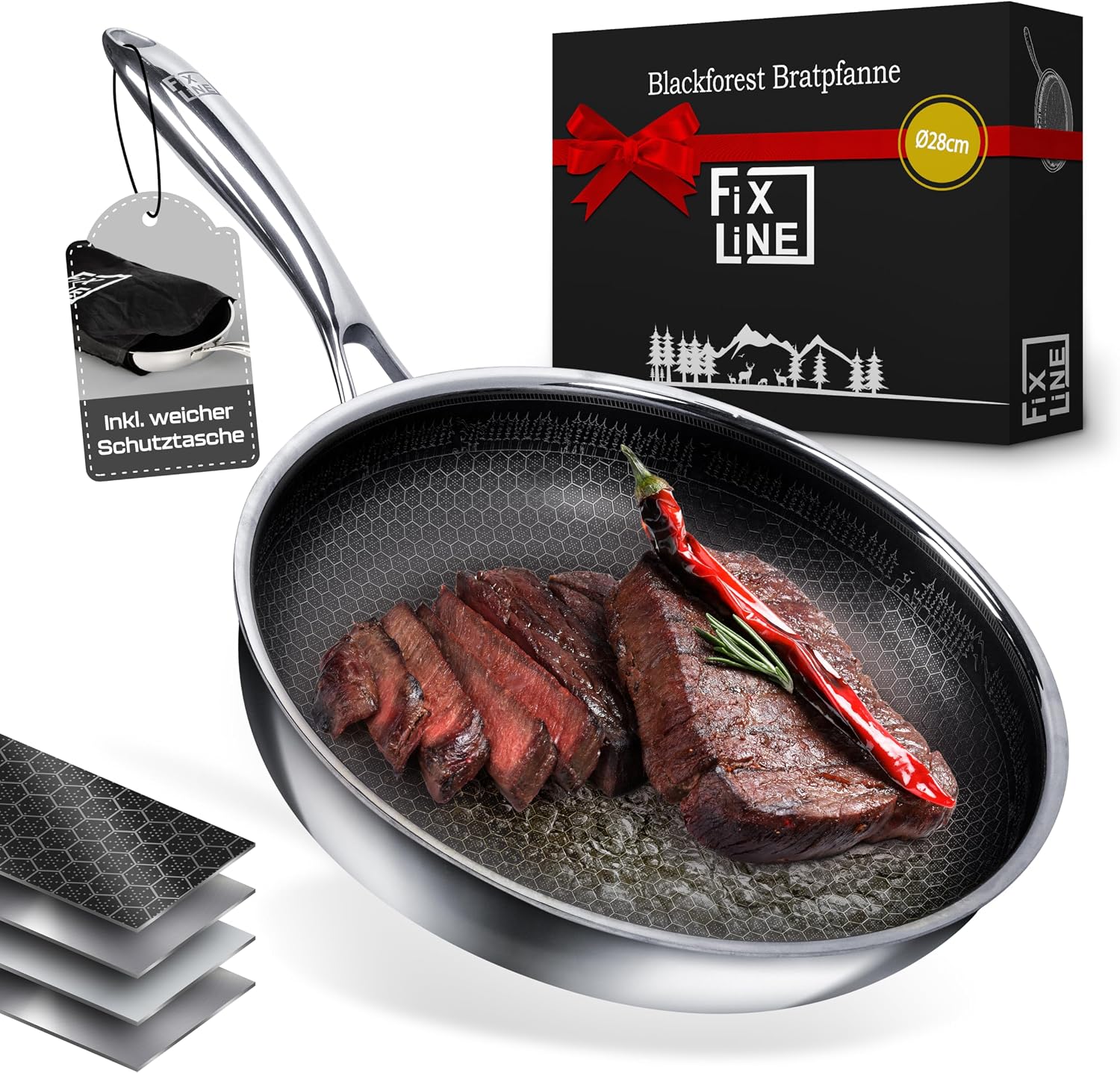 Detalle de FIXLINE Black Forest Bratpfanne 28cm Antihaft