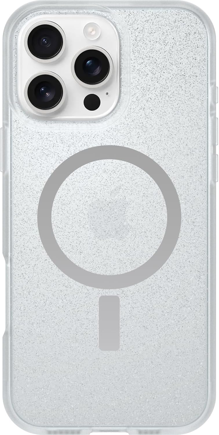 Detalle de OtterBox React Series MagSafe pour iPhone 16 Pro Max - Étui ultra-mince, antichoc et recyclé (Stardust/Transparent)