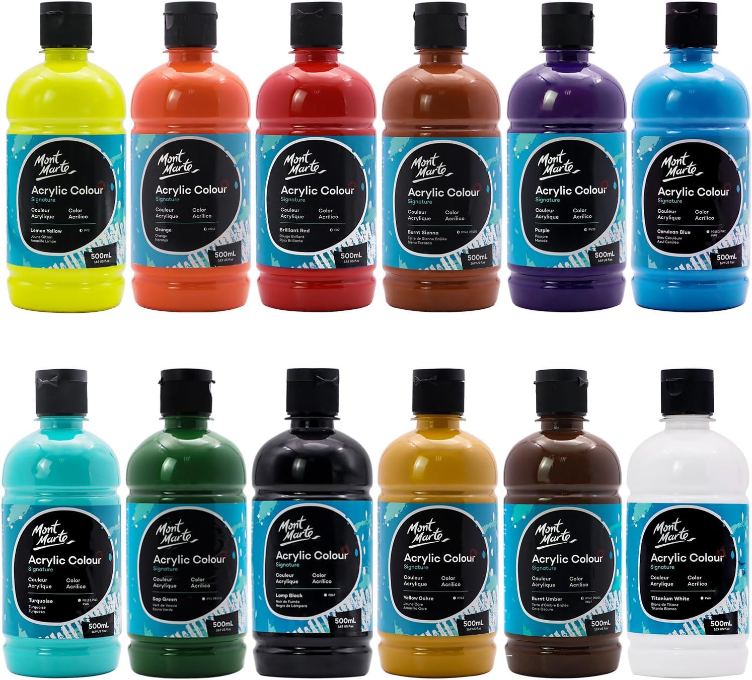 Detalle de Mont Marte acrylic paint set 12 x 500ml