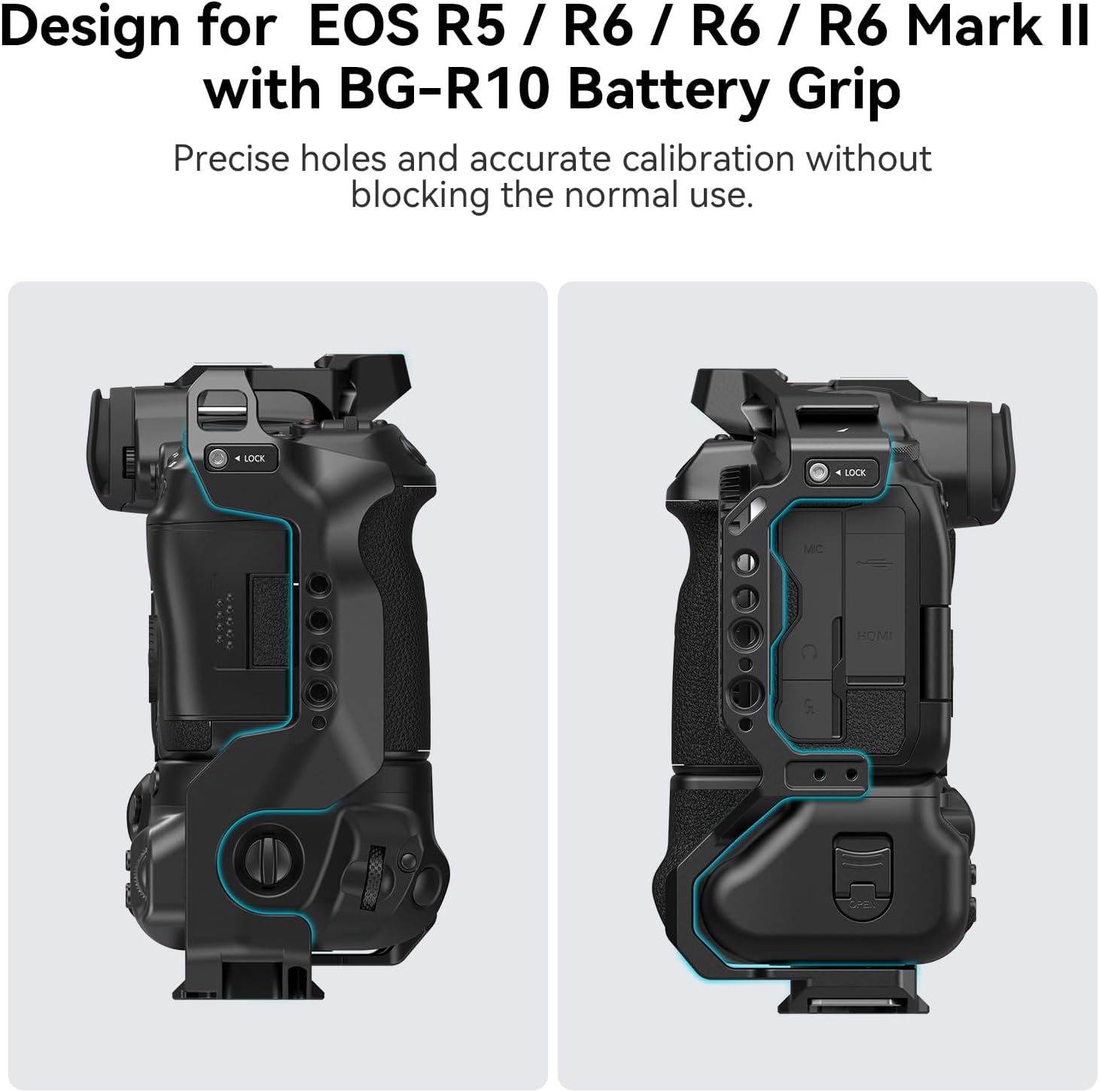Detalle de SmallRig Camera Cage 3464 for Canon EOS R5/R6/R5 C/R6 Mark II with BG-R10 Battery Grip