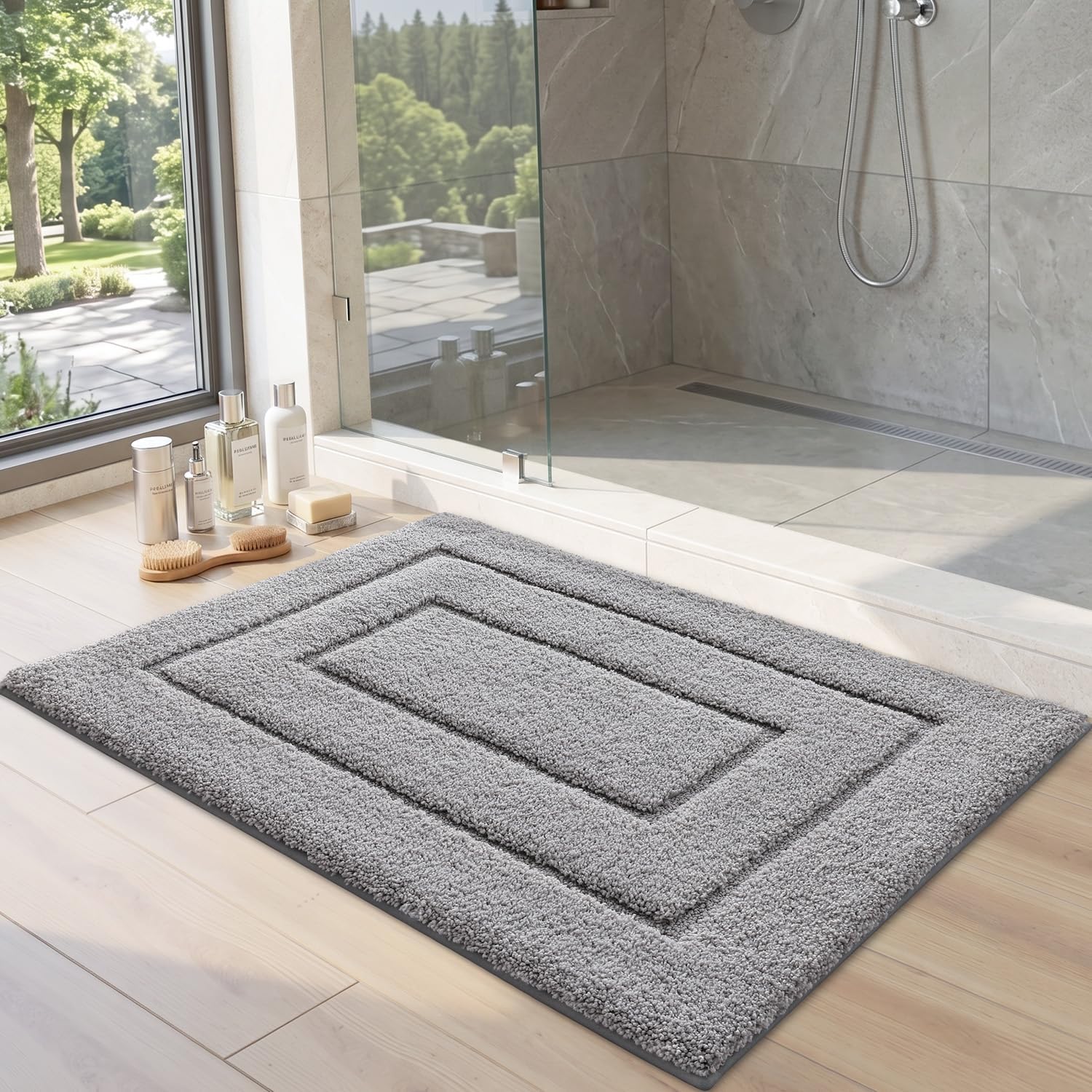 Thumbnail 3 de DEXI Badematte rutschfeste, weicher Mikrofaser Badteppich 50 × 80 cm, Hellgrau