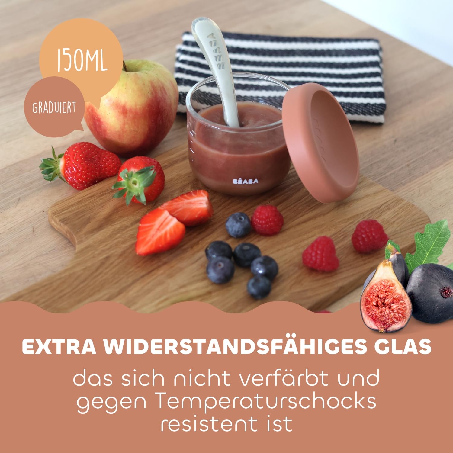Detalle de BÉABA Set mit 6 Glas-Portionsbehältern, 150 ml, Sunrise