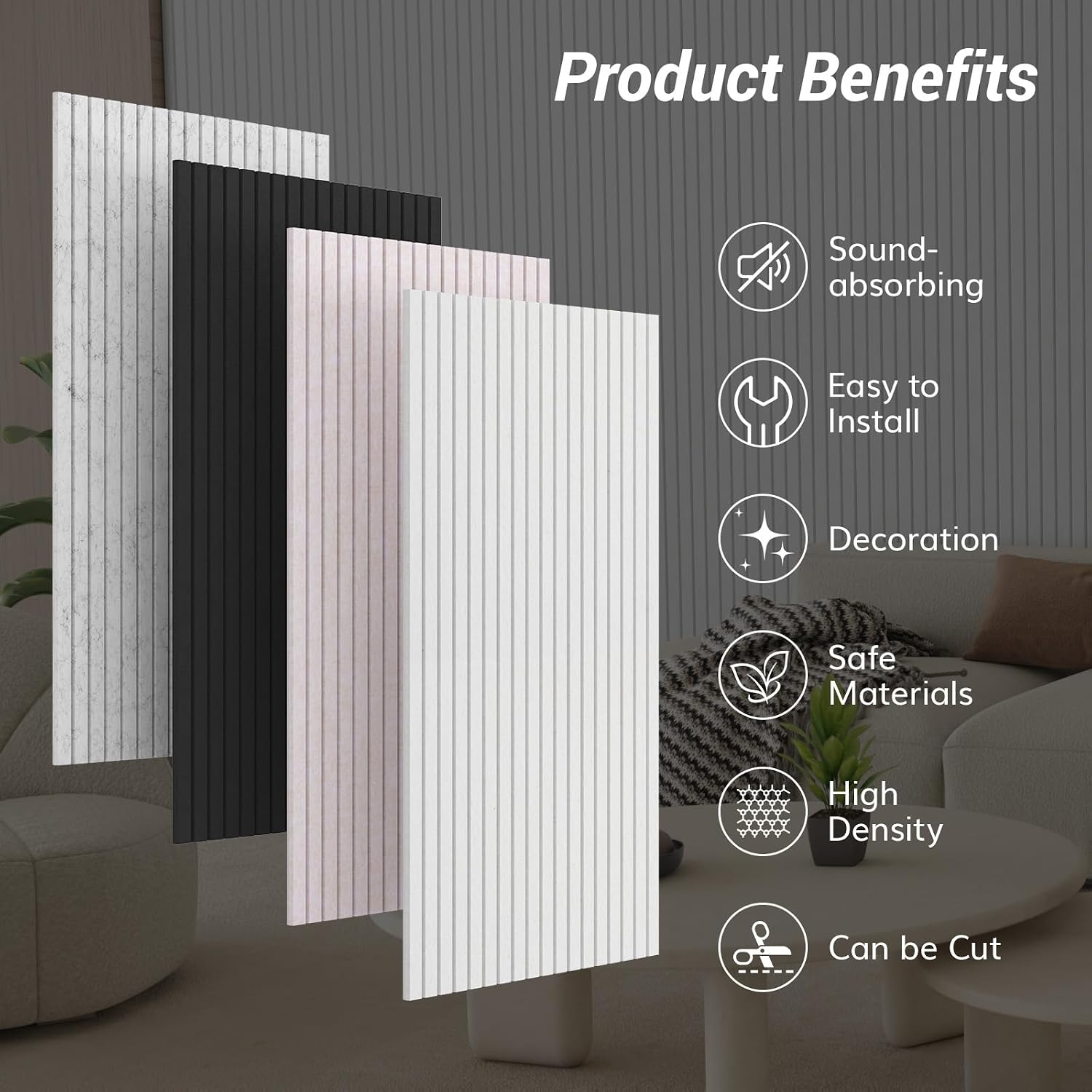 Detalle 2 de TONOR EW24340.01CA.V1.M01 4-Pack Acoustic Panels, Self-Adhesive, Light Camel