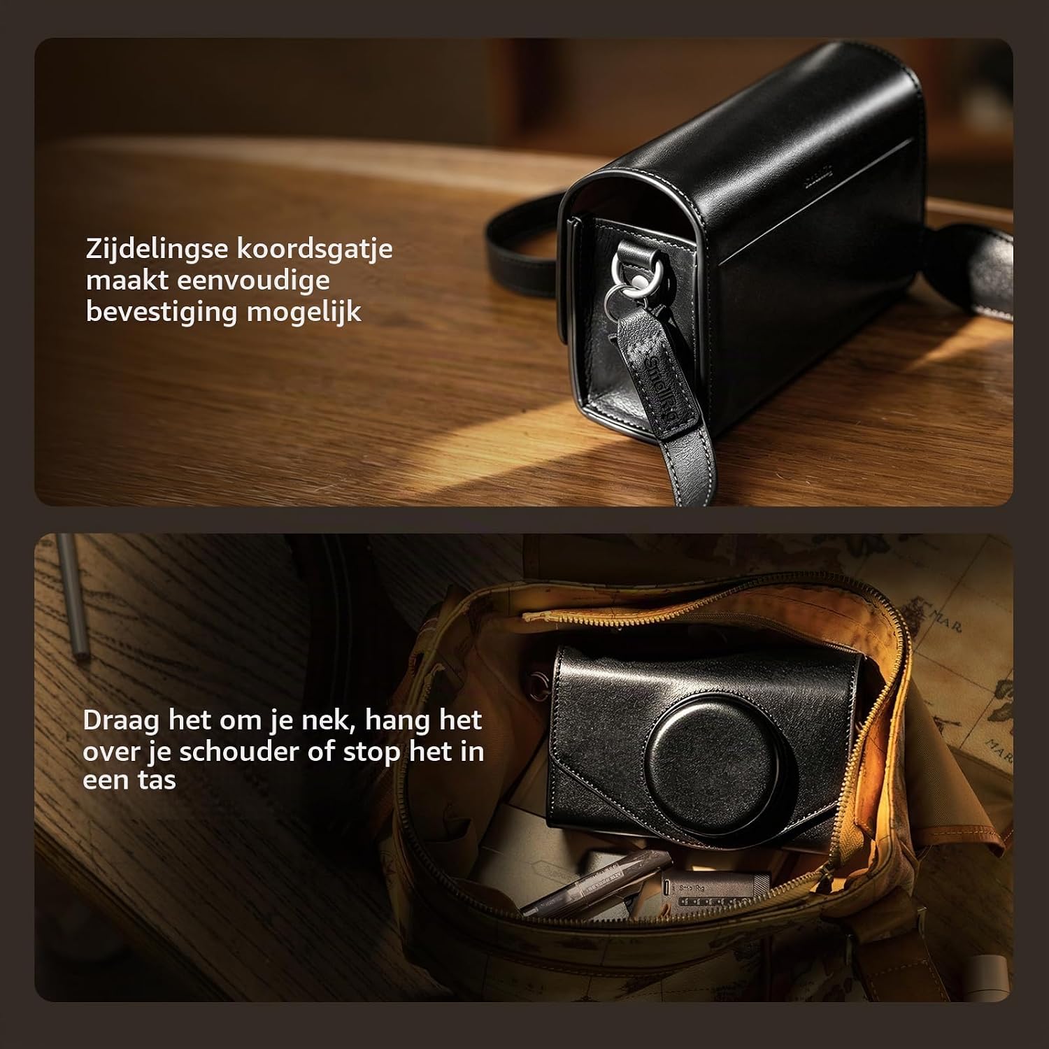 Detalle 1 de SMALLRIG 5987 leren cameratas voor FUJIFILM X-E5 en X100VI, zwart