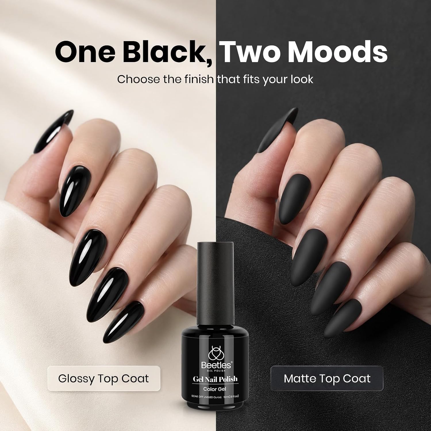 Detalle 2 de Beetles Black Gel Nail Polish 15 mL