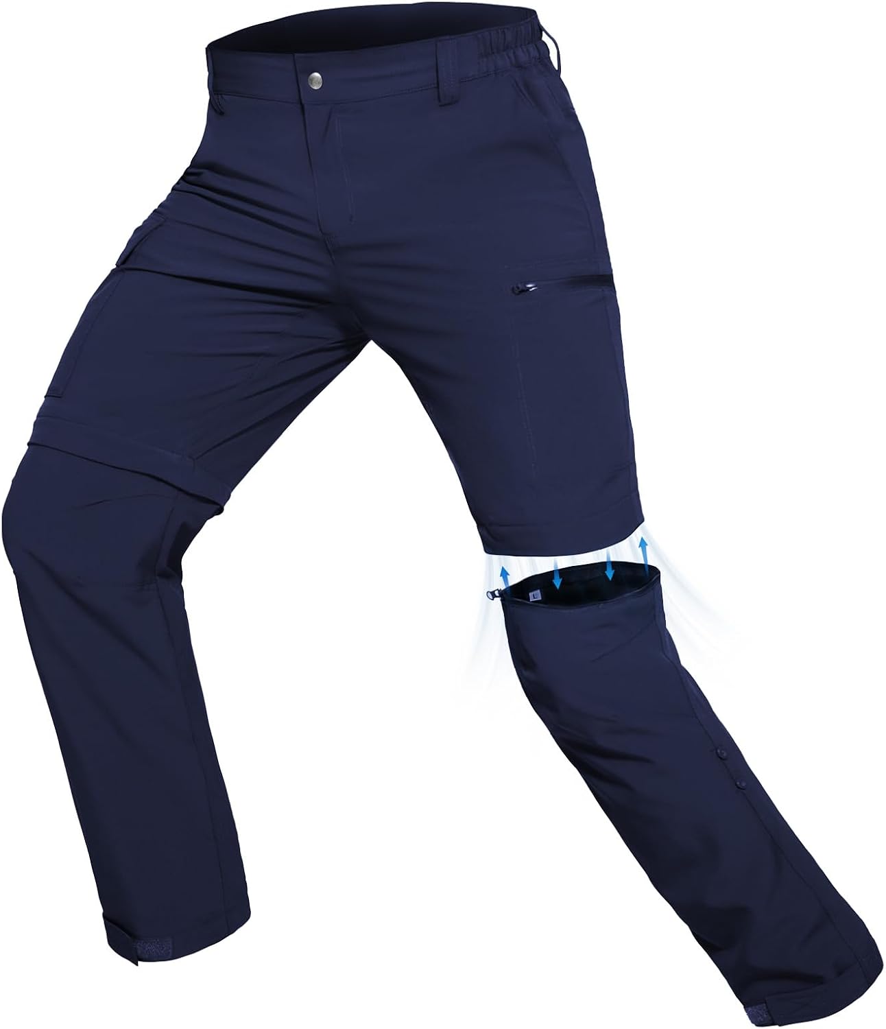 Detalle de Hiauspor Wanderhose Herren Zip-Off – atmungsaktive Softshellhose mit 5 Taschen, Nylon-Spandex, leicht & schnell trocknend