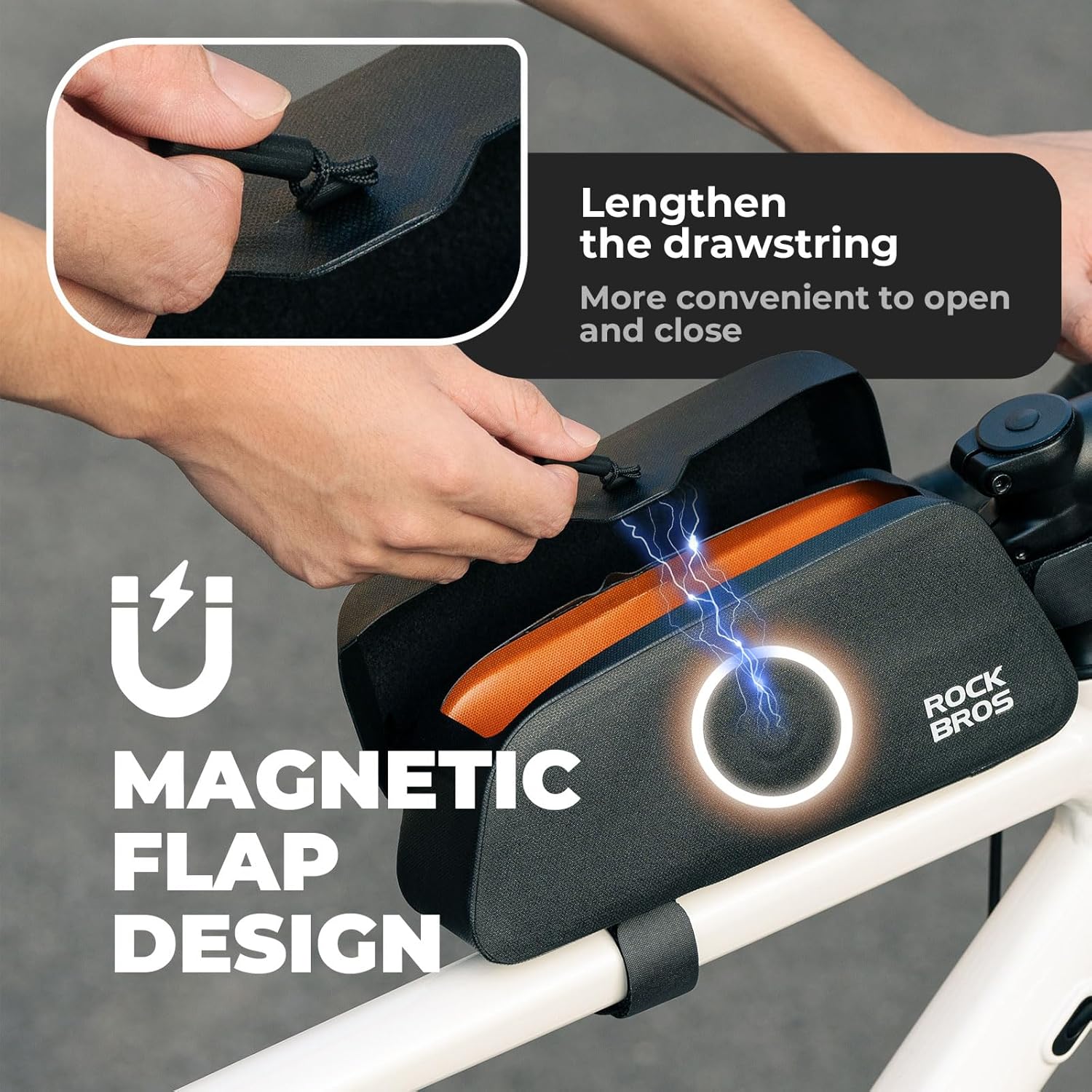 Thumbnail 1 de ROCKBROS Sacoche Cadre de Vélo Aspiration Magnétique 0,9 L – Étanche et légère pour Bikepacking