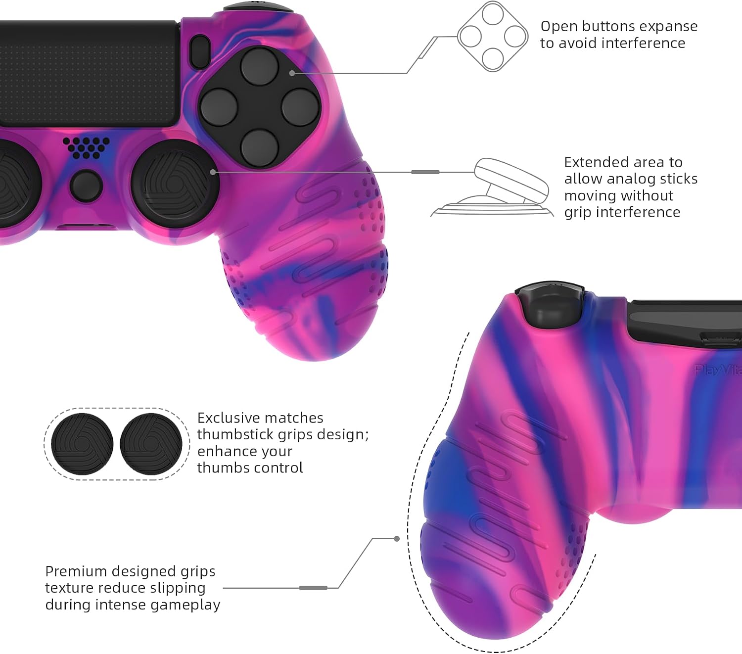 Thumbnail 2 de PlayVital PS4 Controller Silicone Cover