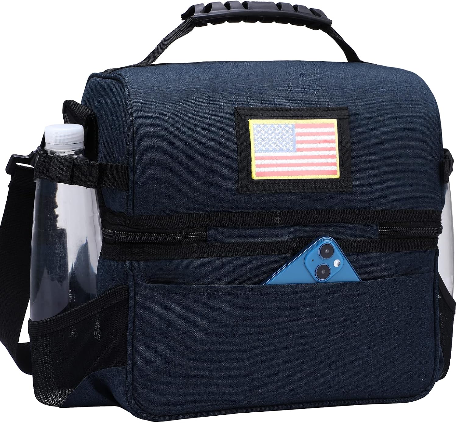 Thumbnail 6 de MIER Dual Compartment Lunch Bag Tote with Shoulder Strap – Insulated, Leakproof Cooler, Dark Blue