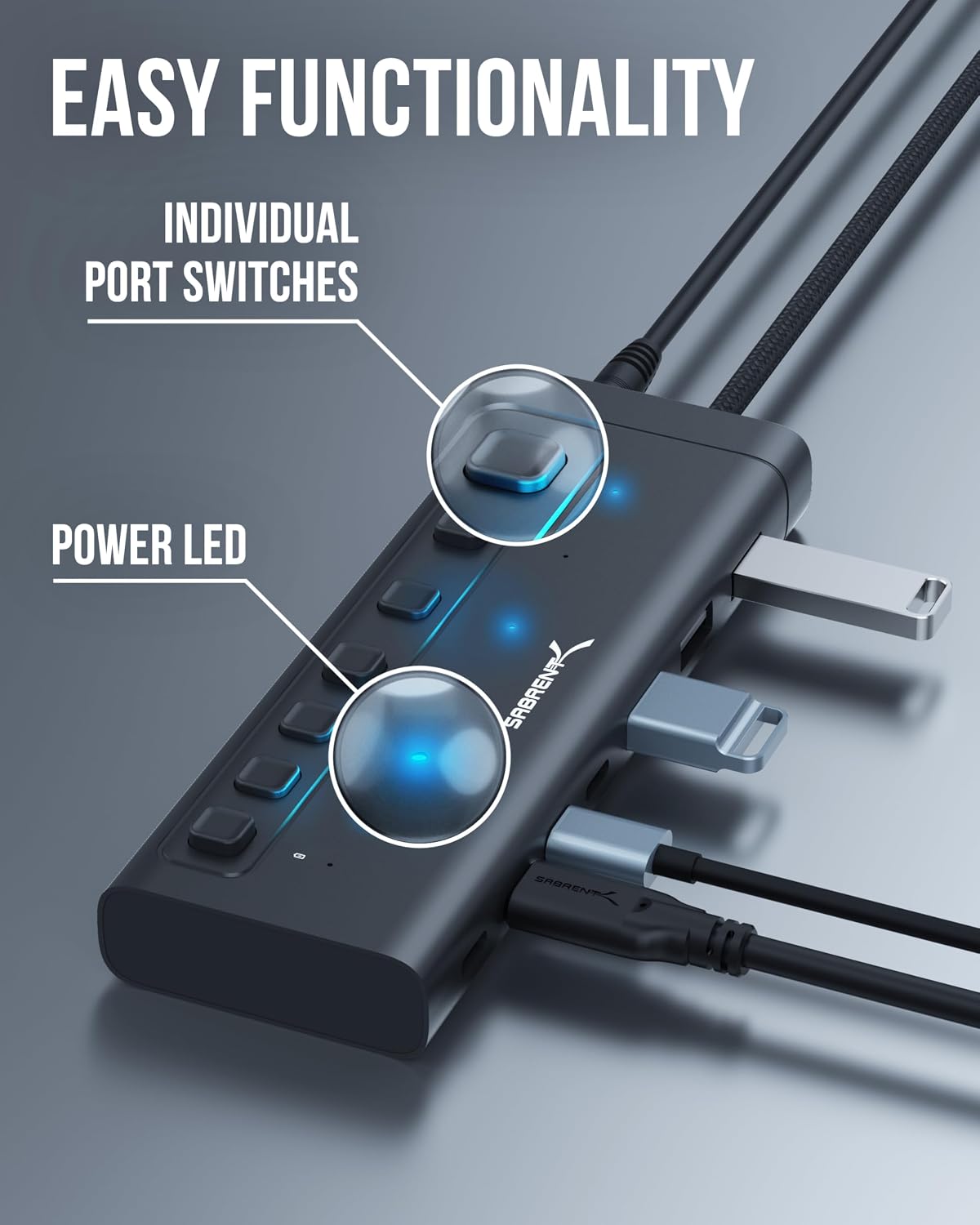 Detalle 2 de Sabrent HB-3A4C Powered USB Hub