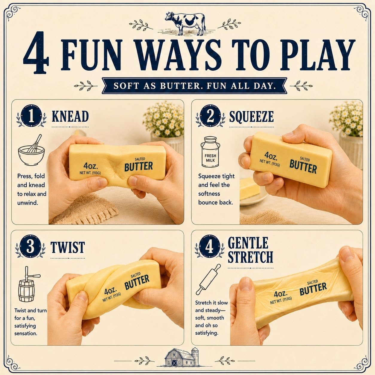 Detalle de 2PCS Butter Squishy – Slow Rising Butter Squishy Toy for Adults (5.5 Inch)