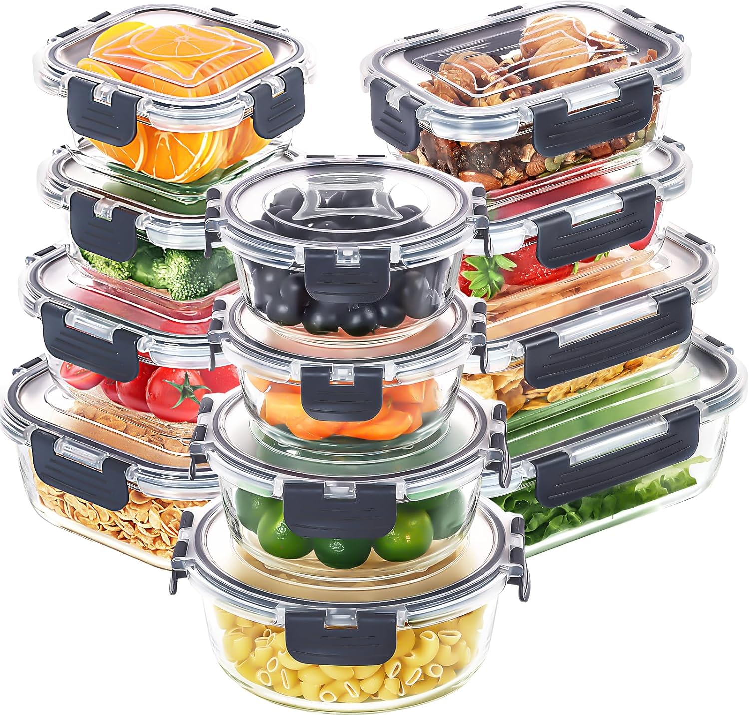 Detalle de Skroam 12-pack glass food storage containers 🍱