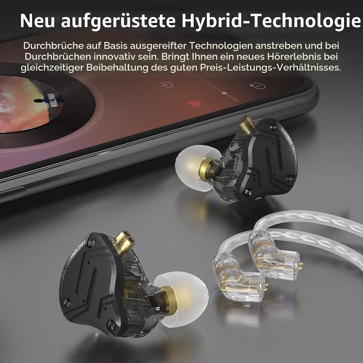 Thumbnail 6 de Yinyoo KZ ZS10 PRO X Hybrid-In-Ear-Kopfhörer (4BA + 1DD), kabelgebunden, ohne Mikrofon