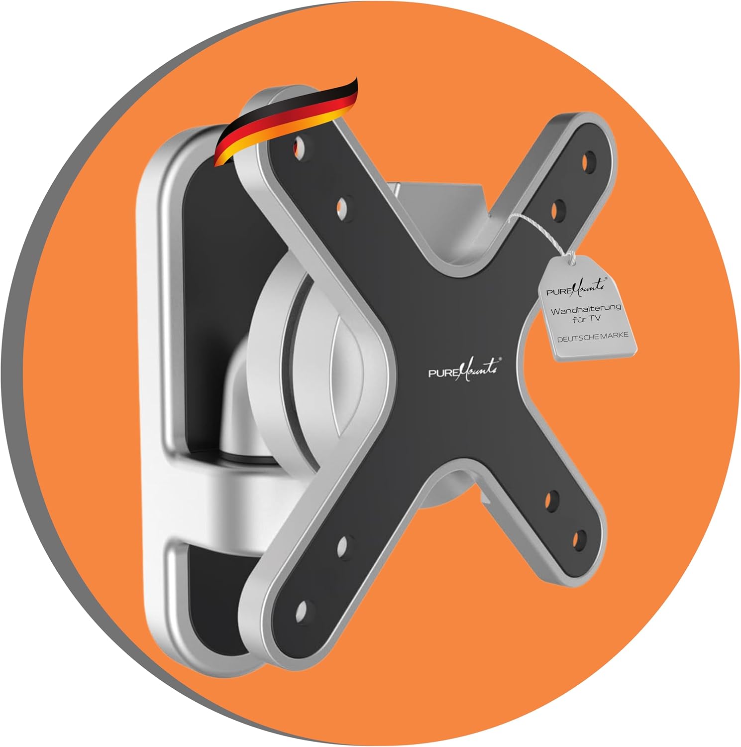 Thumbnail 4 de PureMounts STYLE-23C Wandhalterung für TV (33–69 cm), neig- & drehbar, VESA 100×100, schwarz/silber