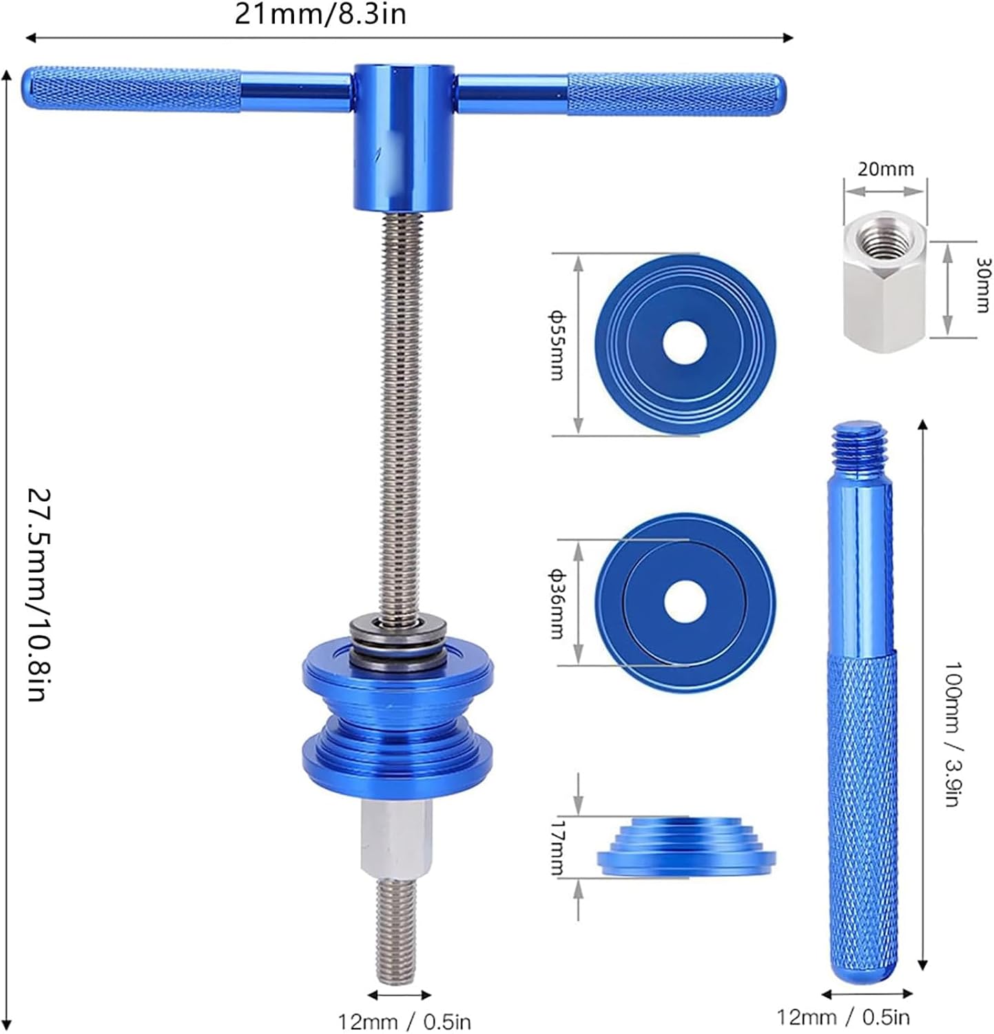 Detalle 1 de BIGP persgereedschap voor fietsheadsets en BB-lagers van aluminium