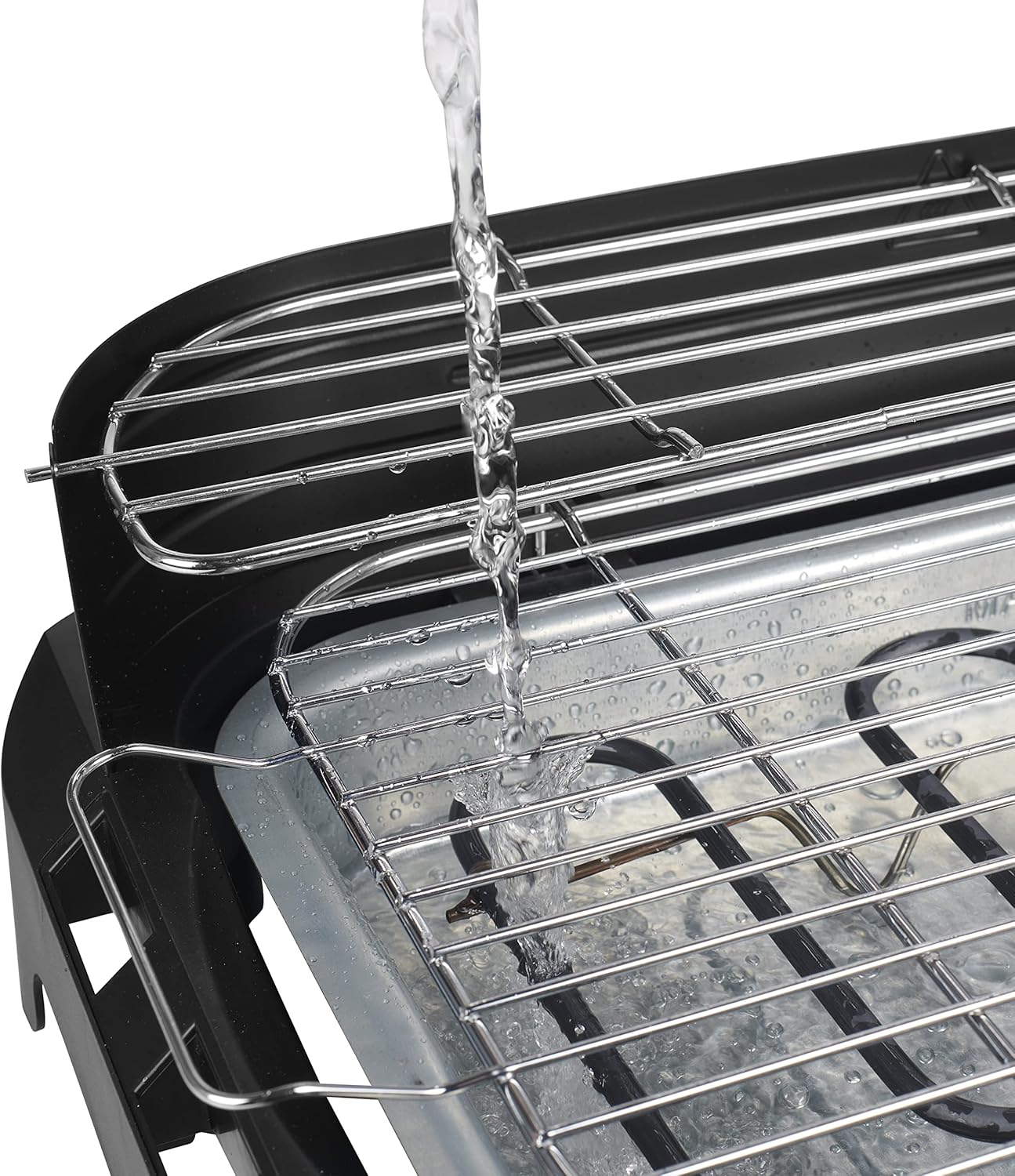 Detalle de Princess Barbecue Elettrico con Mensole, 2200 W - Anti-fumo, Paravento, 40 x 24,5 cm