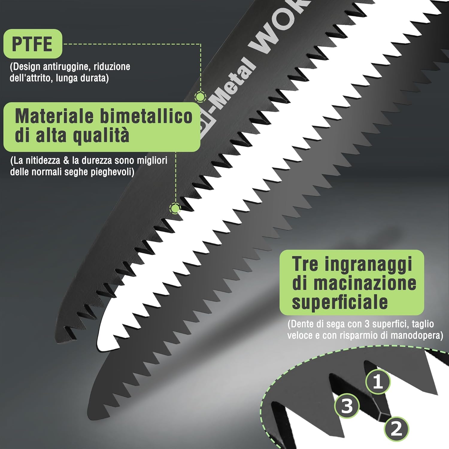 Thumbnail 3 de WORKPRO Sega da potatura pieghevole 180 mm con chiusura di sicurezza e taglio a triplo dente