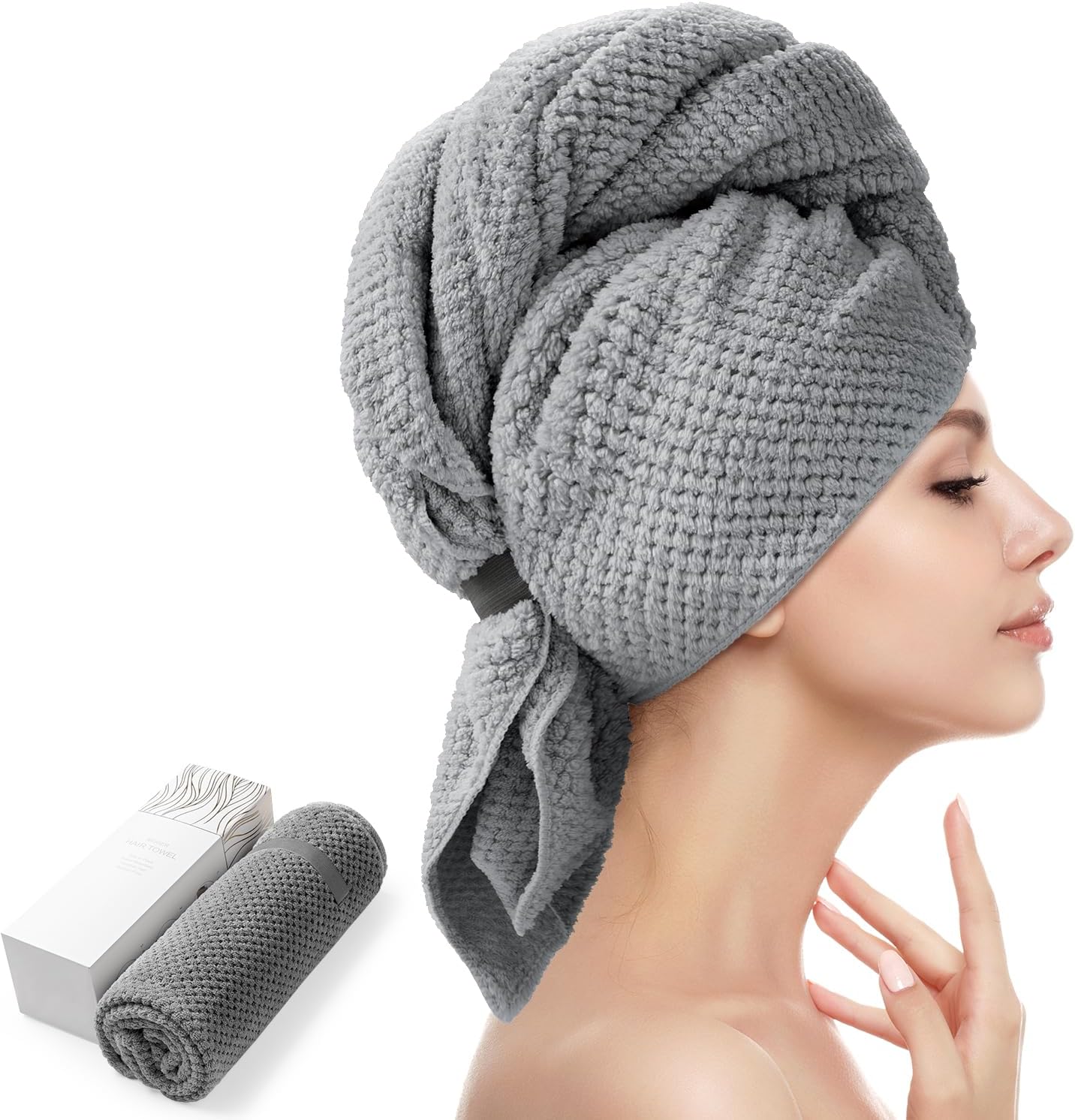 Detalle de YFONG Large Hair Towel Wrap 26.3" x 40