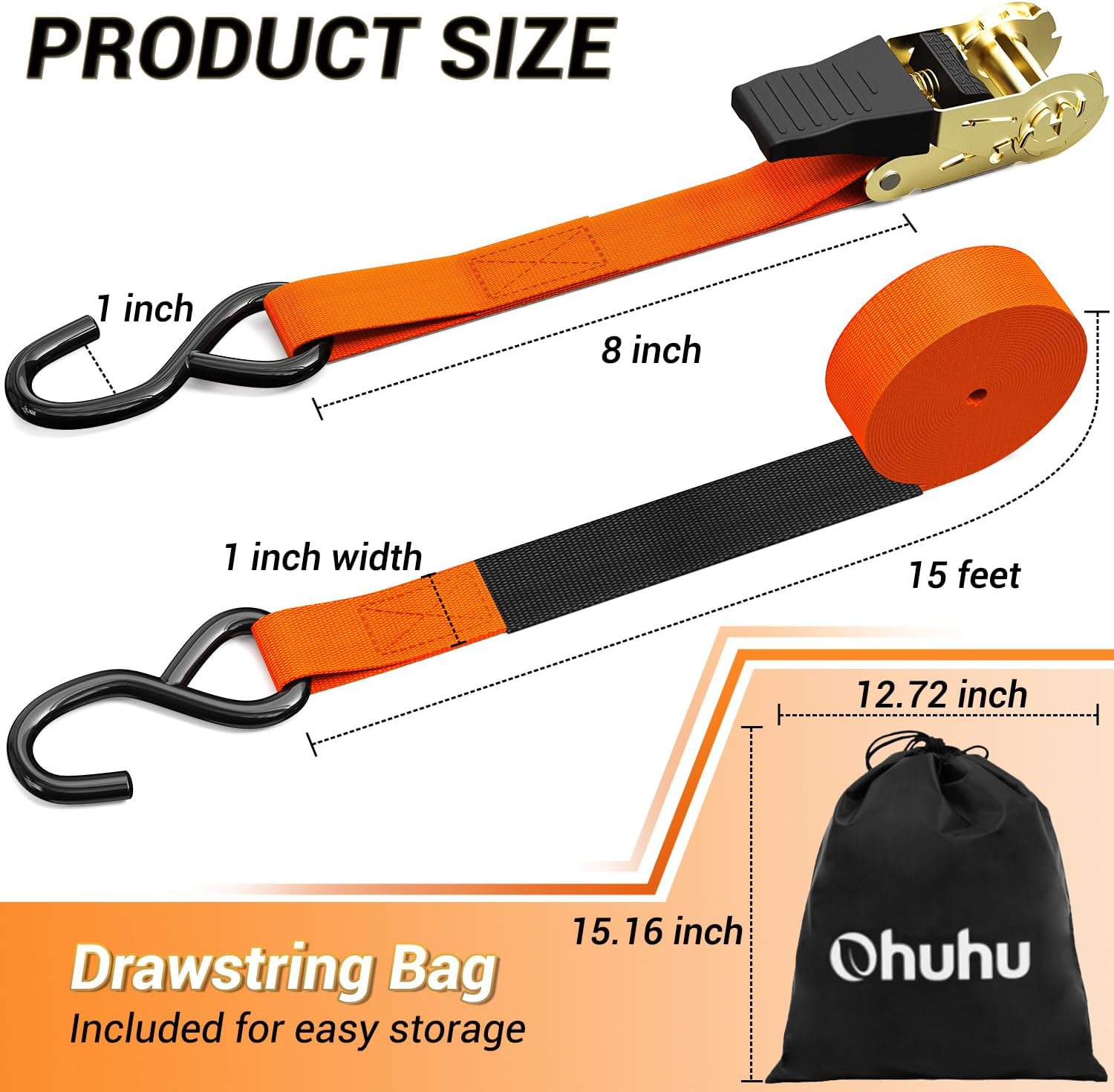Thumbnail 3 de Ohuhu Ratchet Straps 4 Pack