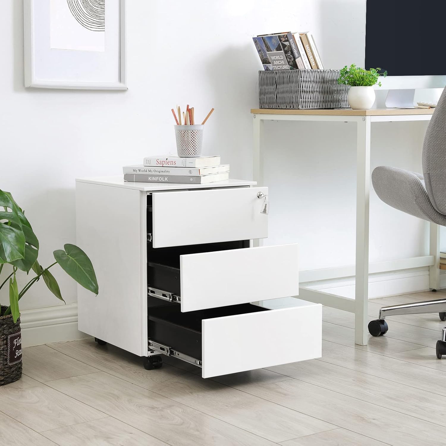 Detalle 2 de SONGMICS OFC63WT Rollcontainer 45 x 39 x 54 cm đ