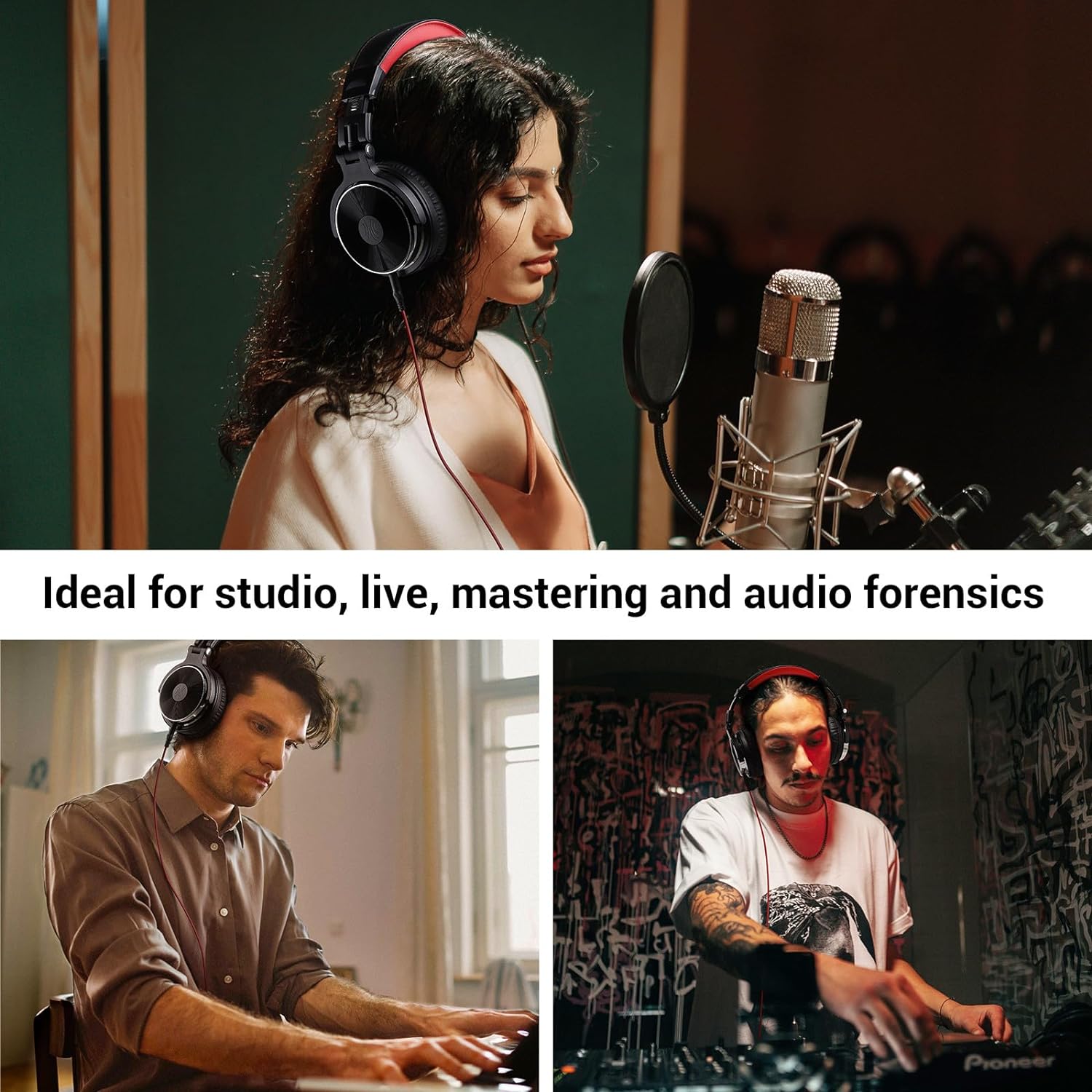 Thumbnail 6 de OneOdio Wired Over Ear Headphones with 50mm Drivers – Hi‑Fi Sound, Bass Boost, 1/4 to 3.5mm Jack (Red)