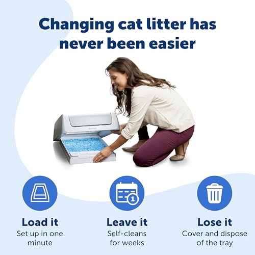 Detalle de PetSafe ScoopFree Self-C-Cleaning Cat Litter Box Tray Refills with Premium Blue Non-Clumping Crystals (3-Pack)