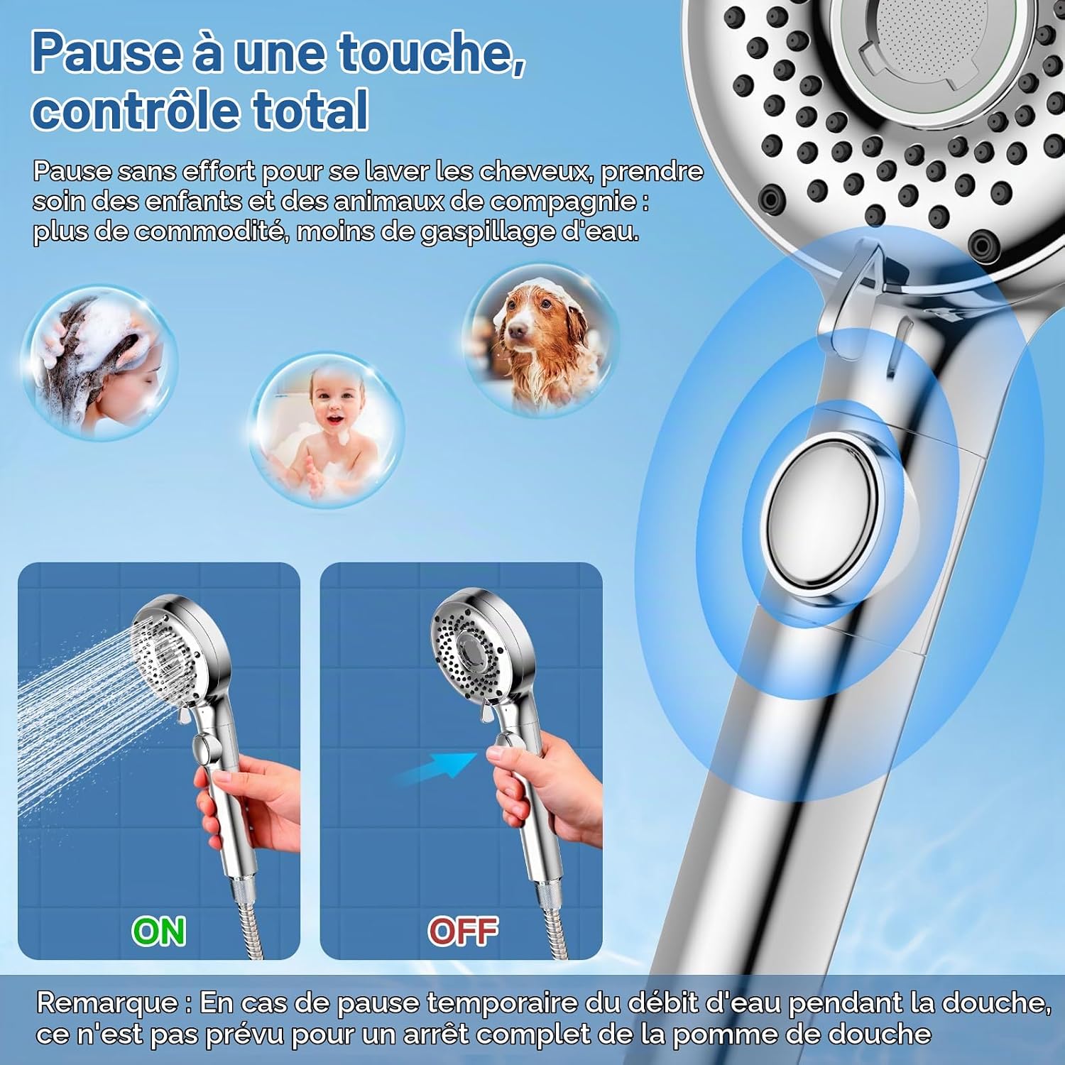 Detalle de Luxear BA0013 handdouche met microbubbels, 5 straalstanden en filter