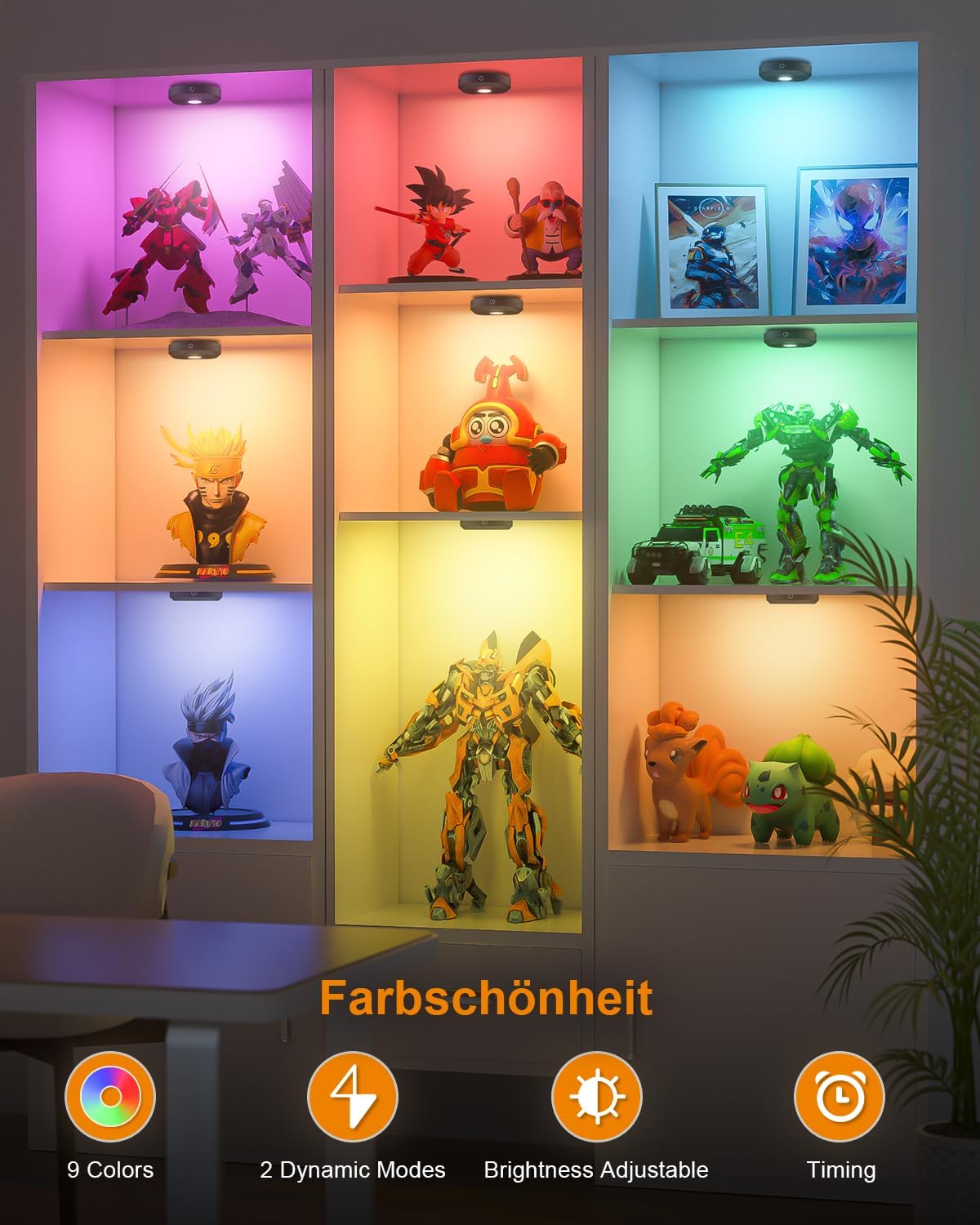 Thumbnail 4 de WILLED USB Aufladbar LED Spots Akku mit Fernbedienung – 3er Pack, RGB indirekte Schrankbeleuchtung