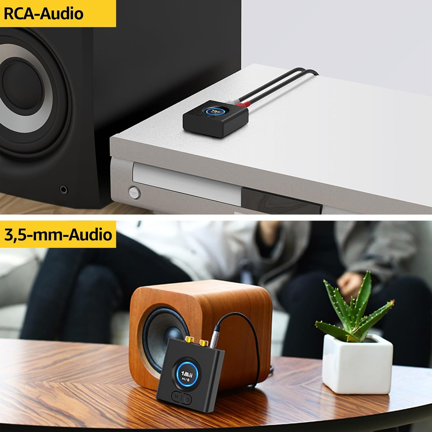 Thumbnail 6 de 1Mii ML200 Bluetooth-Empfänger für Stereoanlage – Kabelloser Audio-Adapter mit Bass-Boost, 3,5 mm & Cinch, 12 Std. Akku