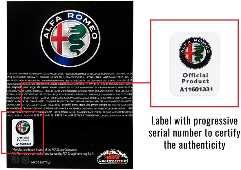 Detalle de Kit Adesivo Alfa Romeo Logo 51 mm + Bandiera per Interno Giulia Stelvio - 4R Quattroerre.it
