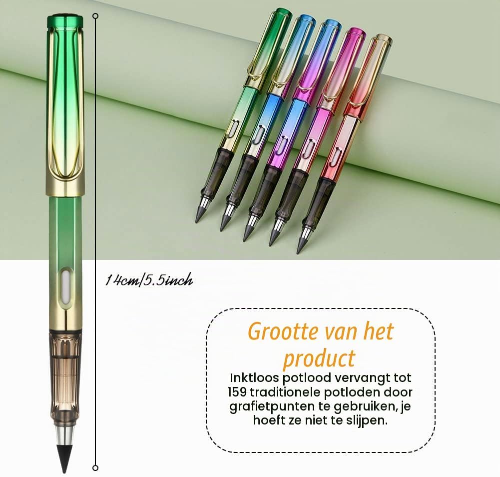 Detalle 2 de OFFCUP Foever Pencil inktloze potloden, set van 5 met gum en vervangbare punten