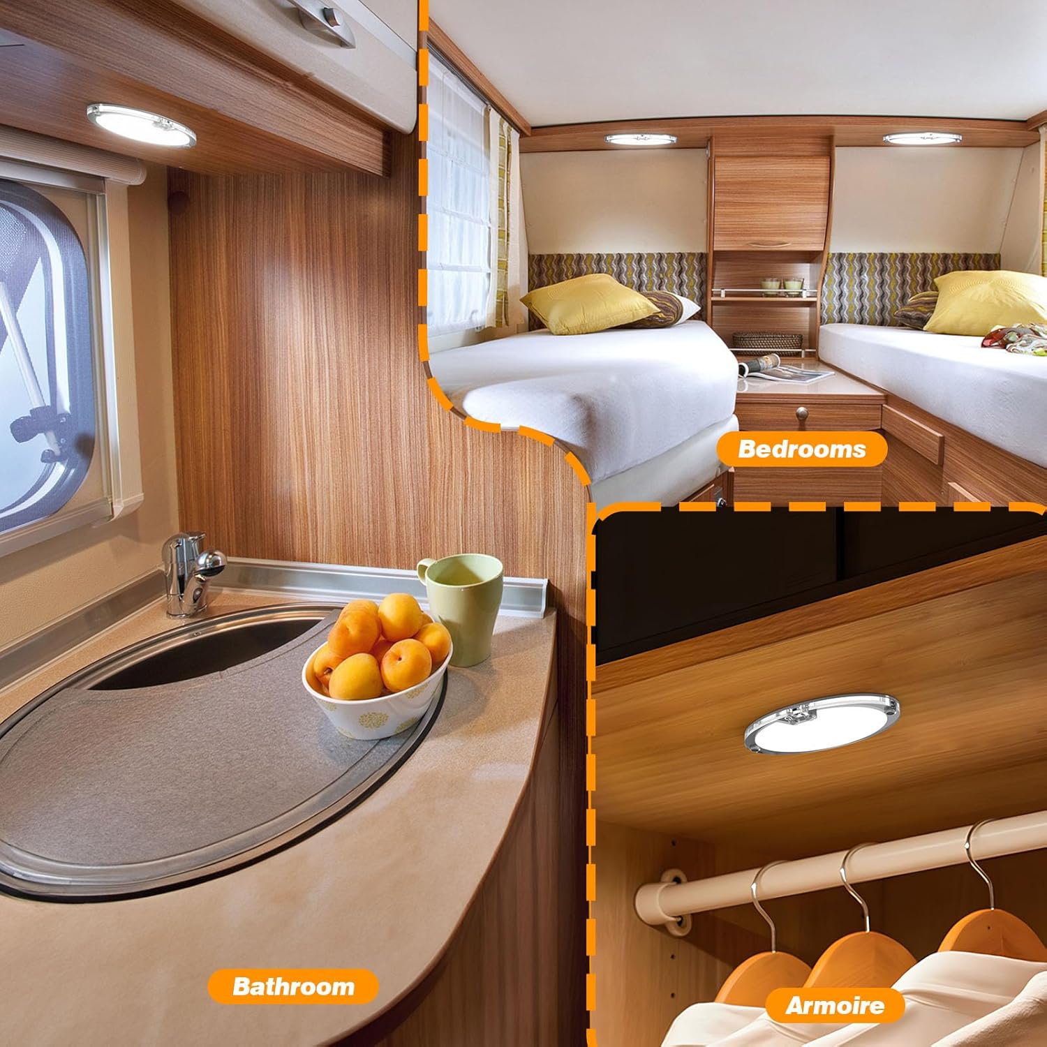 Thumbnail 4 de Kriogor 12V LED Caravan Interior Ceiling Light with Remote (54 LEDs, Dimmable, 3 Colours)