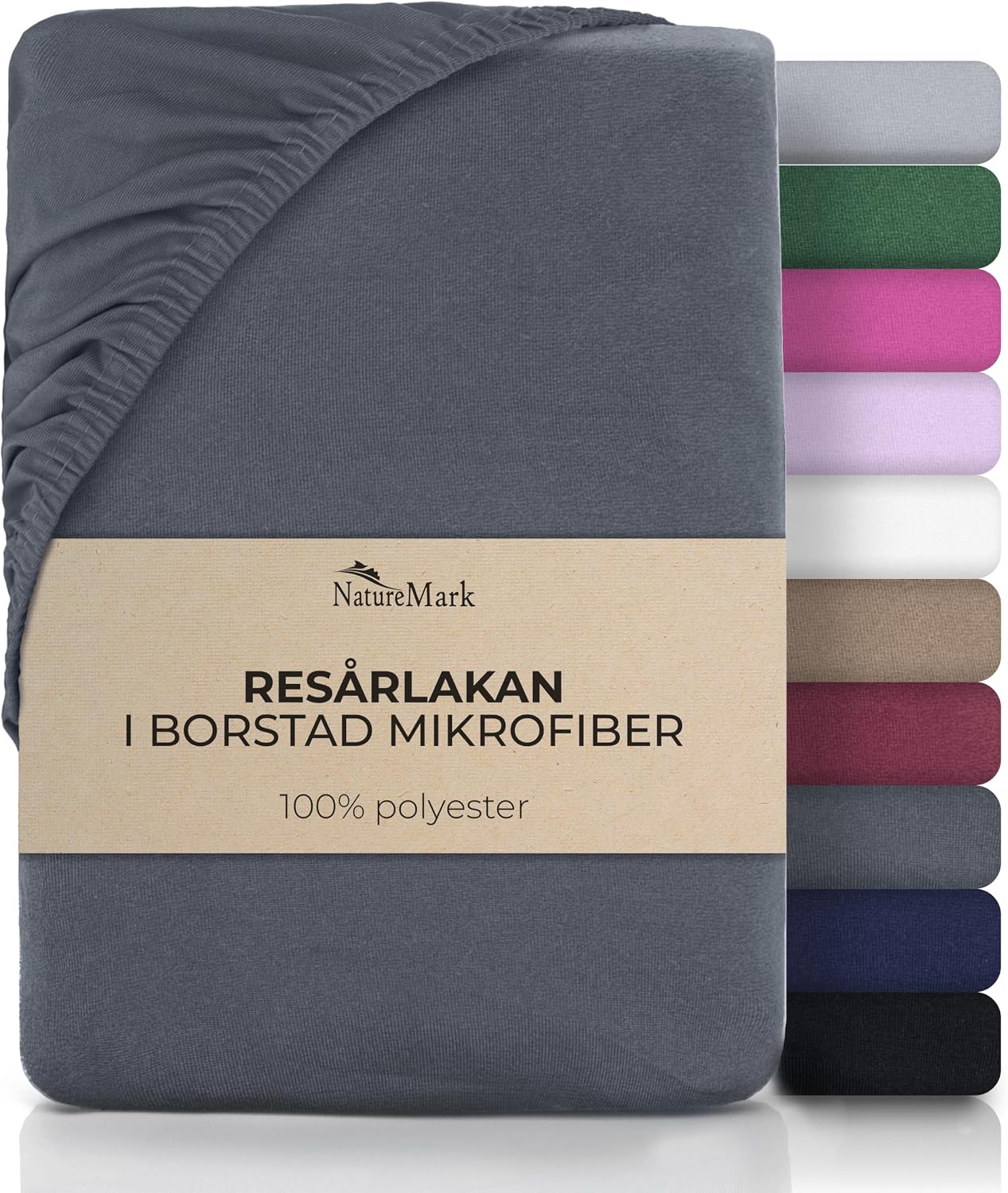 Detalle de NatureMark NM-BMF-90-A-140 spännlakan i mikrofiber, antracit 140 x 200 cm
