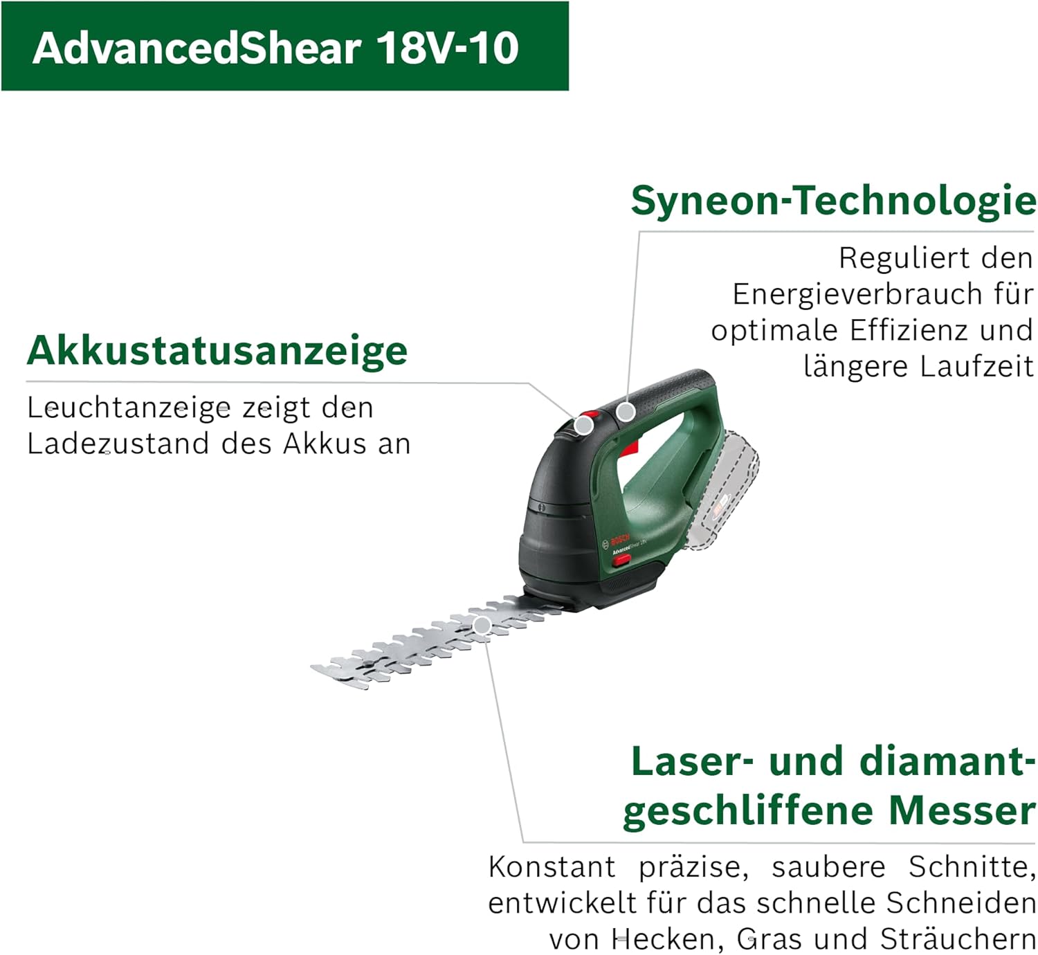 Thumbnail 2 de Bosch Akku-Grasschere AdvancedShear 18V-10 (mit 1× Akku 2,0 Ah) – bis 85 m² pro Akkuladung