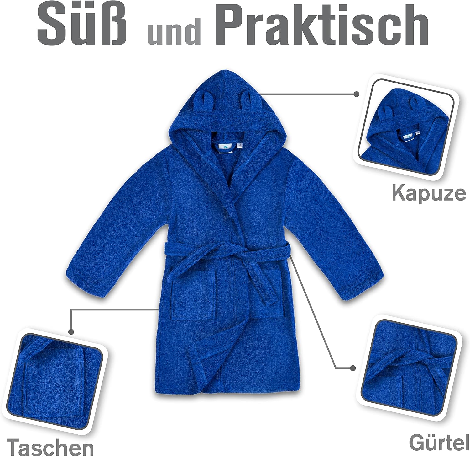 Detalle de Twinzen Kinderbademantel mit 360 gsm