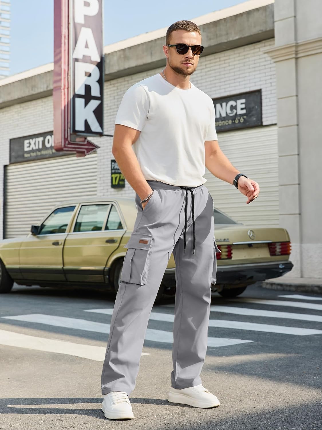 Thumbnail 6 de PLEPAN Men's Cargo Pants with Stretch Waist, Drawstring, and Four Pockets