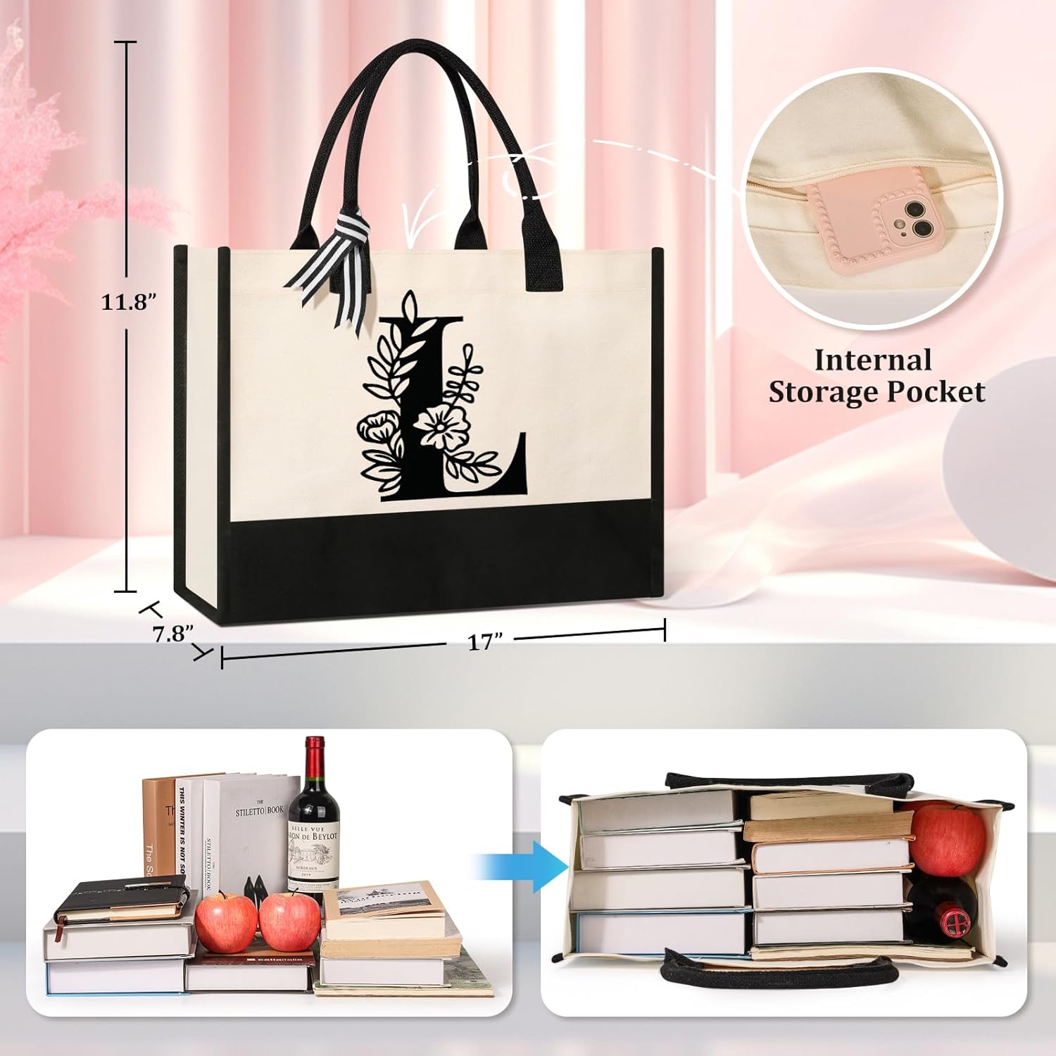 Thumbnail 3 de Tecanne 100% Initial Canvas Tote Bag