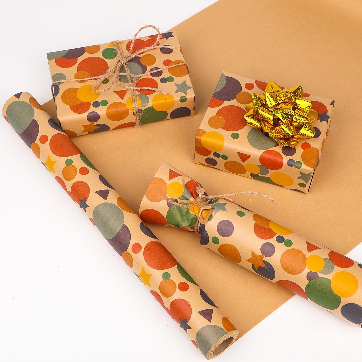 Thumbnail 2 de HBell Wrapping Paper Roll 43cm x 10m colourful dots gift wrap