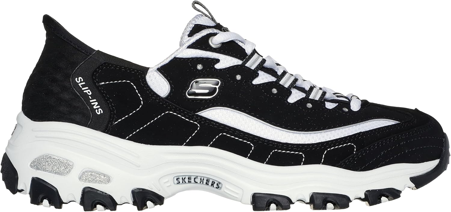 Detalle de SKECHERS D'LITES-NEW CLASSIC_150030 レディーススニーカー|ハンズフリー、メモリーフォーム、レザー&メッシュ