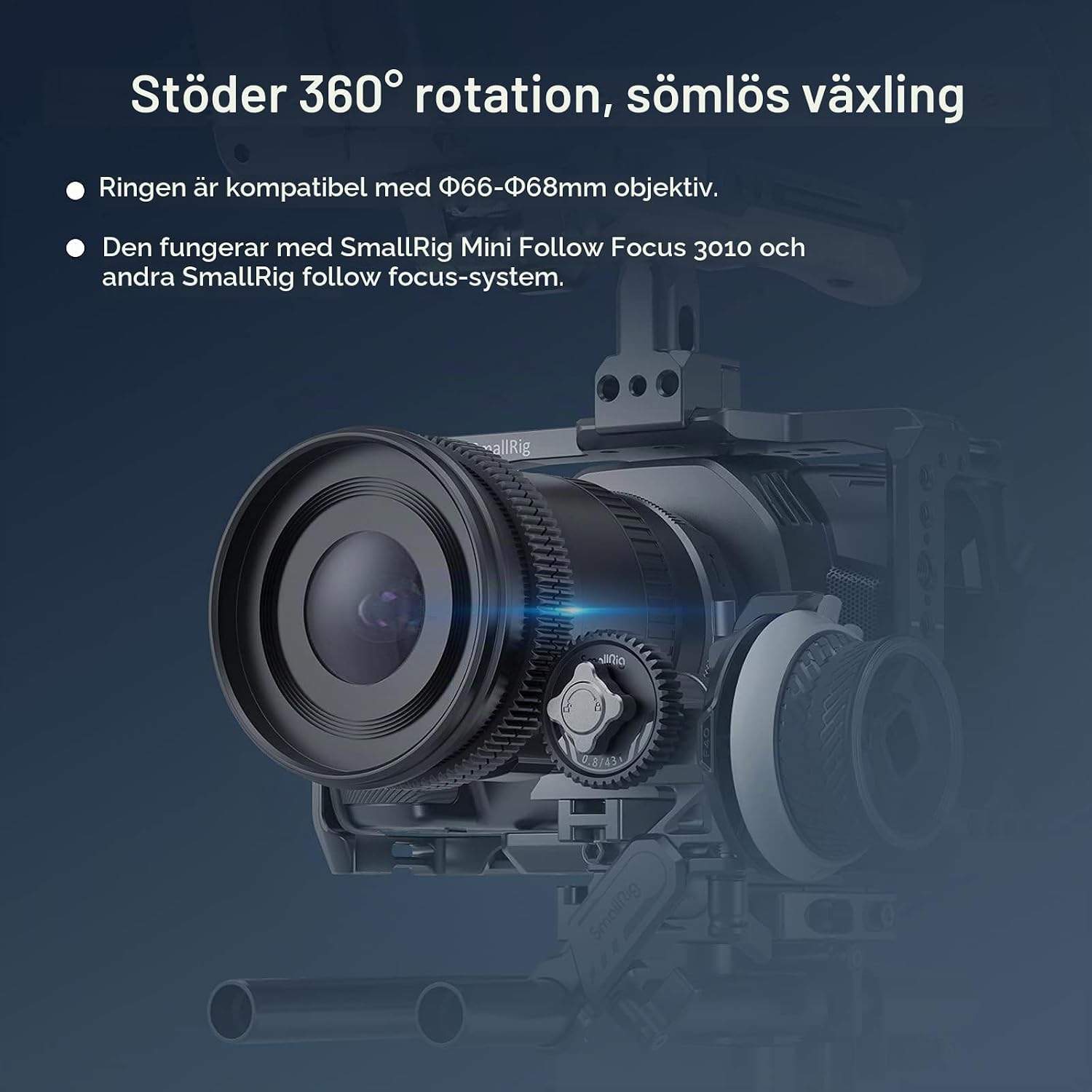 Detalle de SMALLRIG 3292 fokusväxelring för 66–68 mm objektiv, 0,8 MOD