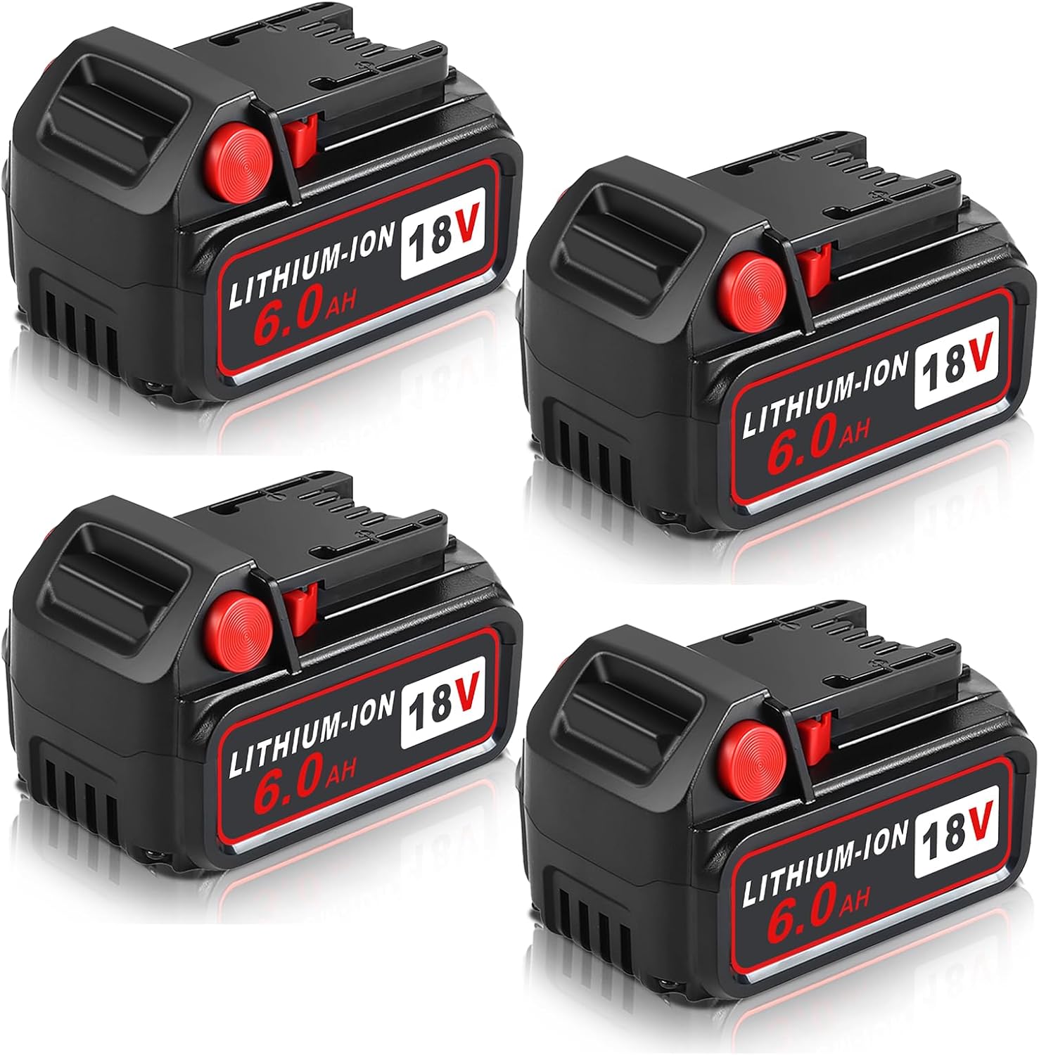 Detalle de Aoasur NI1860 4-Pack 18V Replacement Batteries, 6.0Ah with LED Indicators