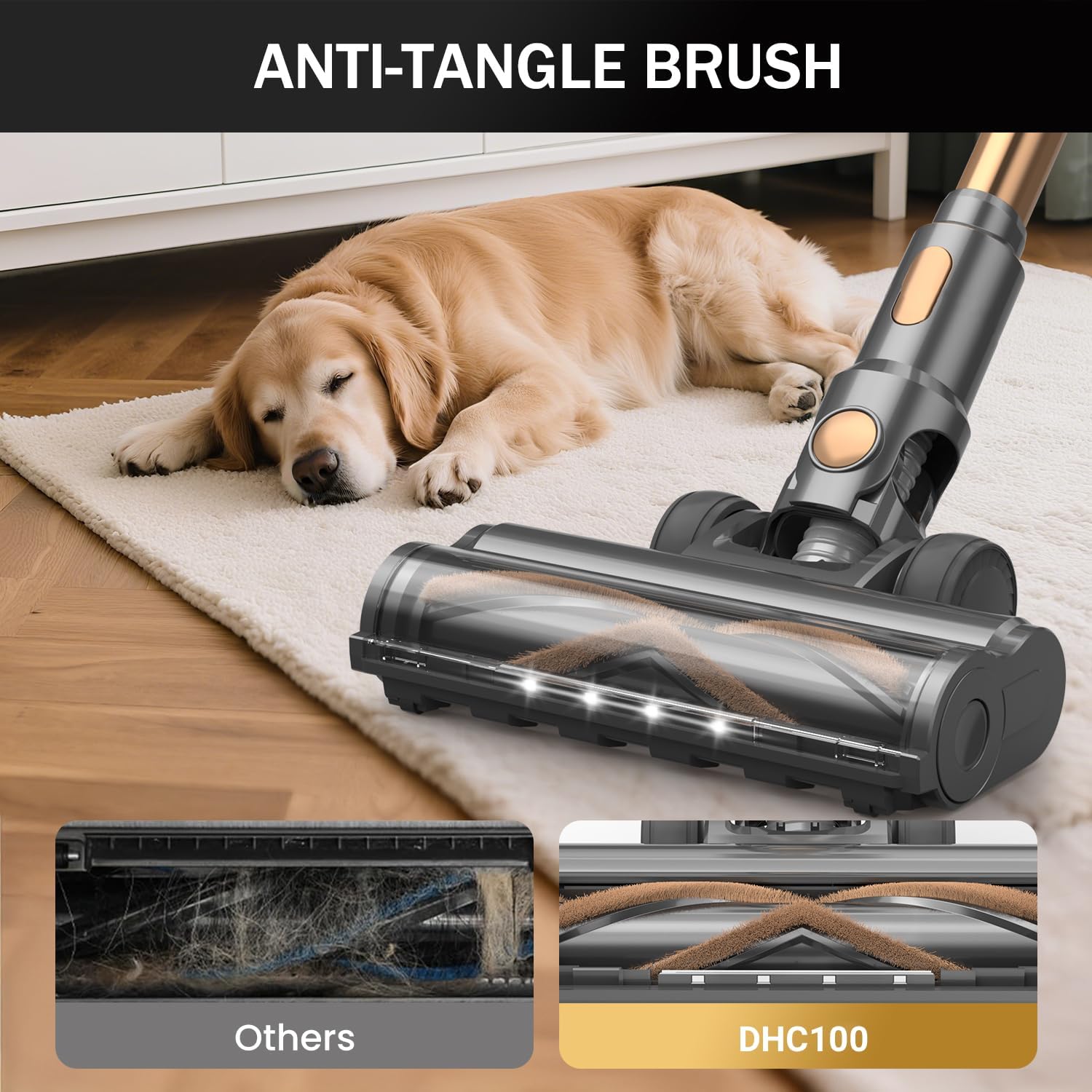 Detalle 1 de NuYupo DHC100 Cordless Stick Vacuum Cleaner (10-in-1) with 45-minute runtime and touch screen (Gold)