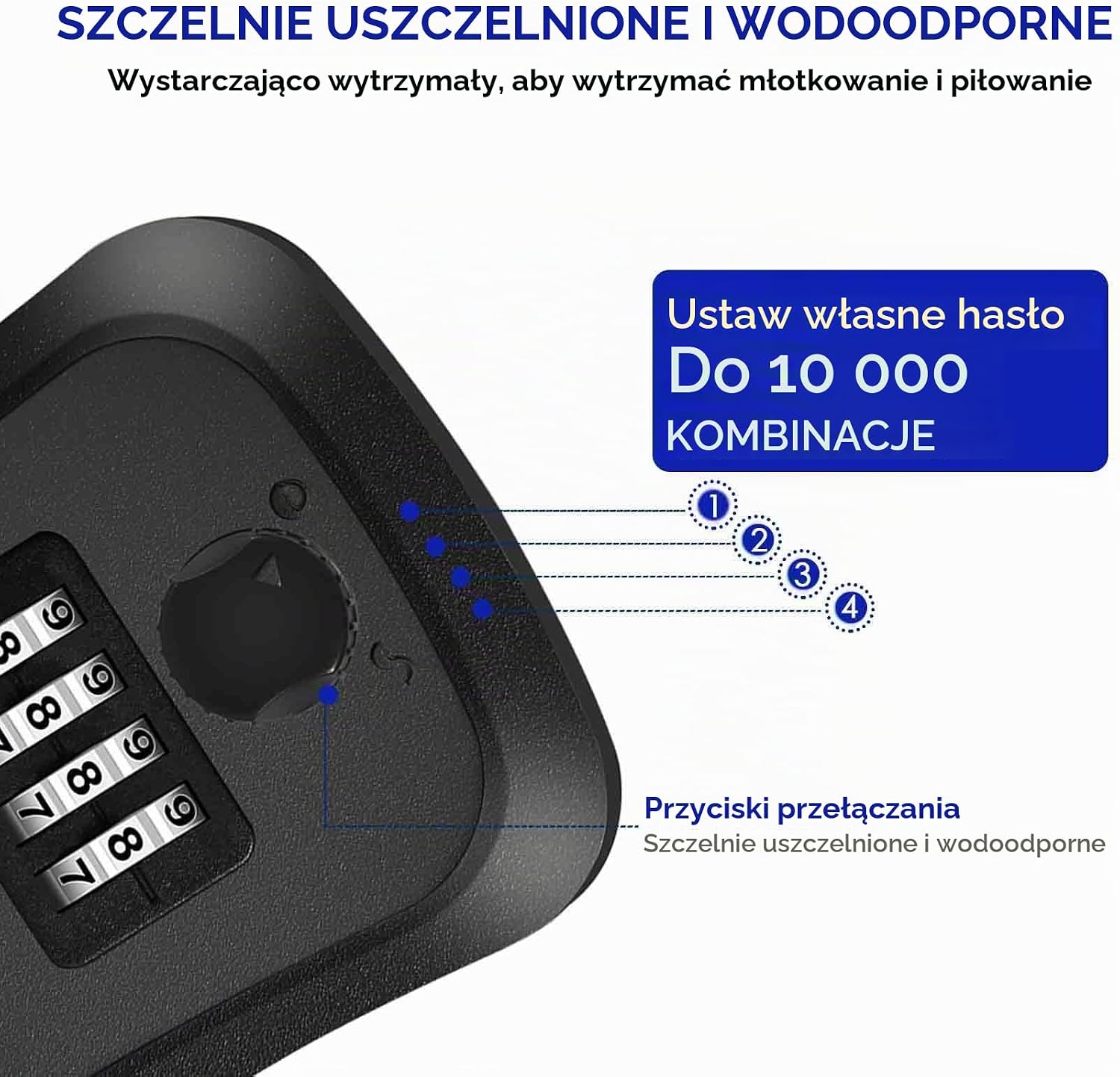Detalle 2 de Brillirare 815X – wodoodporna skrzynka na klucze, zamek 4-cyfrowy