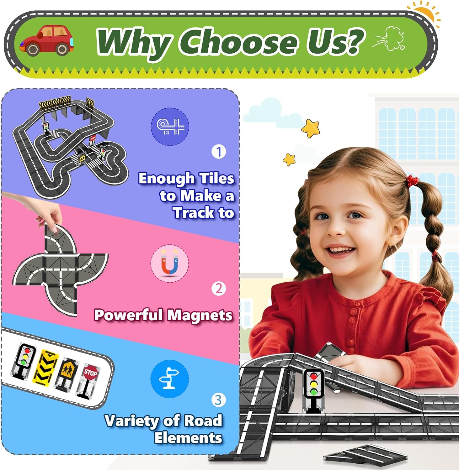 Thumbnail 3 de Magnetic Tiles Road Set, 48 PCS – Creative Magnetic Building Kit for Kids Aged 3–8