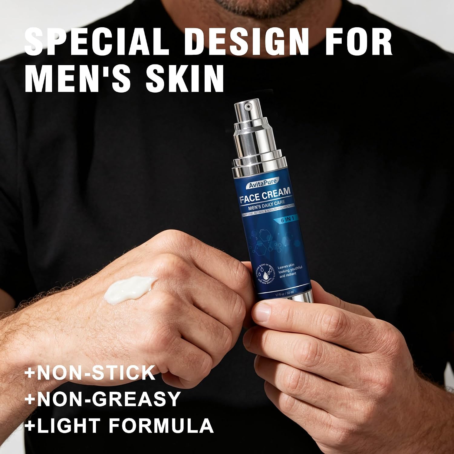 Detalle 1 de AVITAPURE 6-in-1 Face Cream for Men, Fragrance-Free Daily Moisturizer