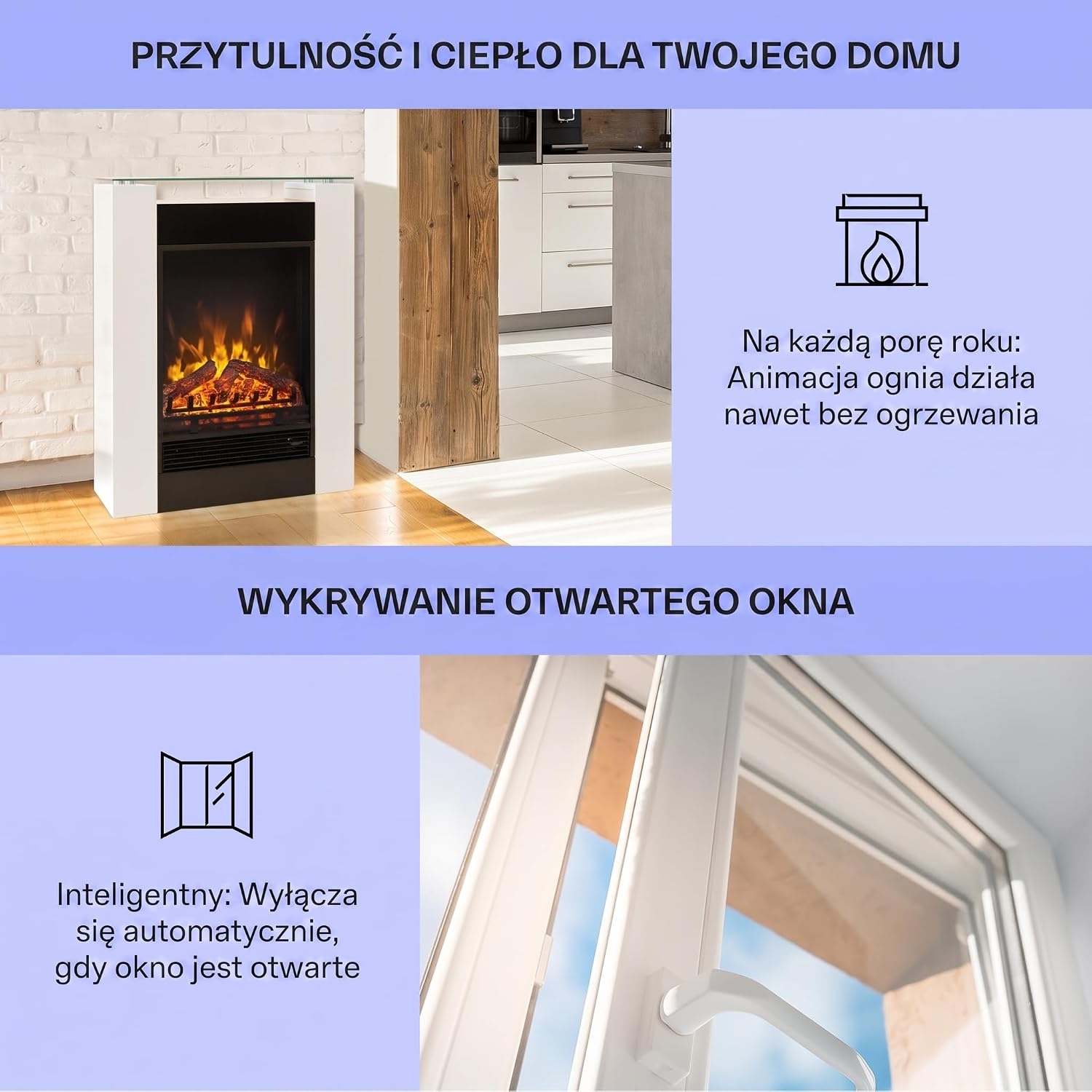 Detalle 1 de Klarstein Studio 5 – kominek elektryczny wolnostojący LED, 900 lub 1800 W